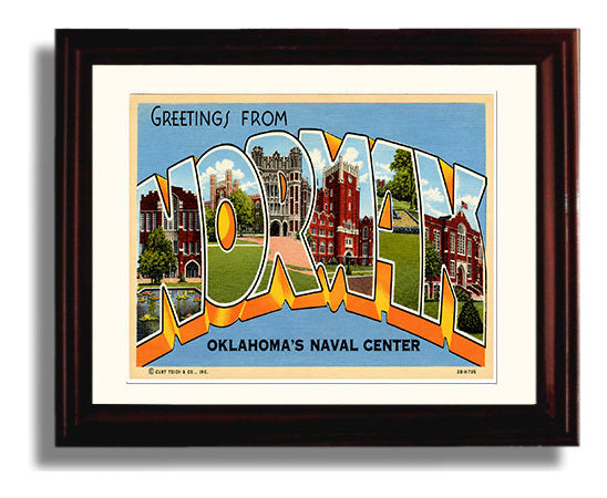 Norman Oklahoma Naval Center Vintage Postcard - Vintage American Wall Art Framed 8x10 Matted Beveled Frame wall art print – framed decor