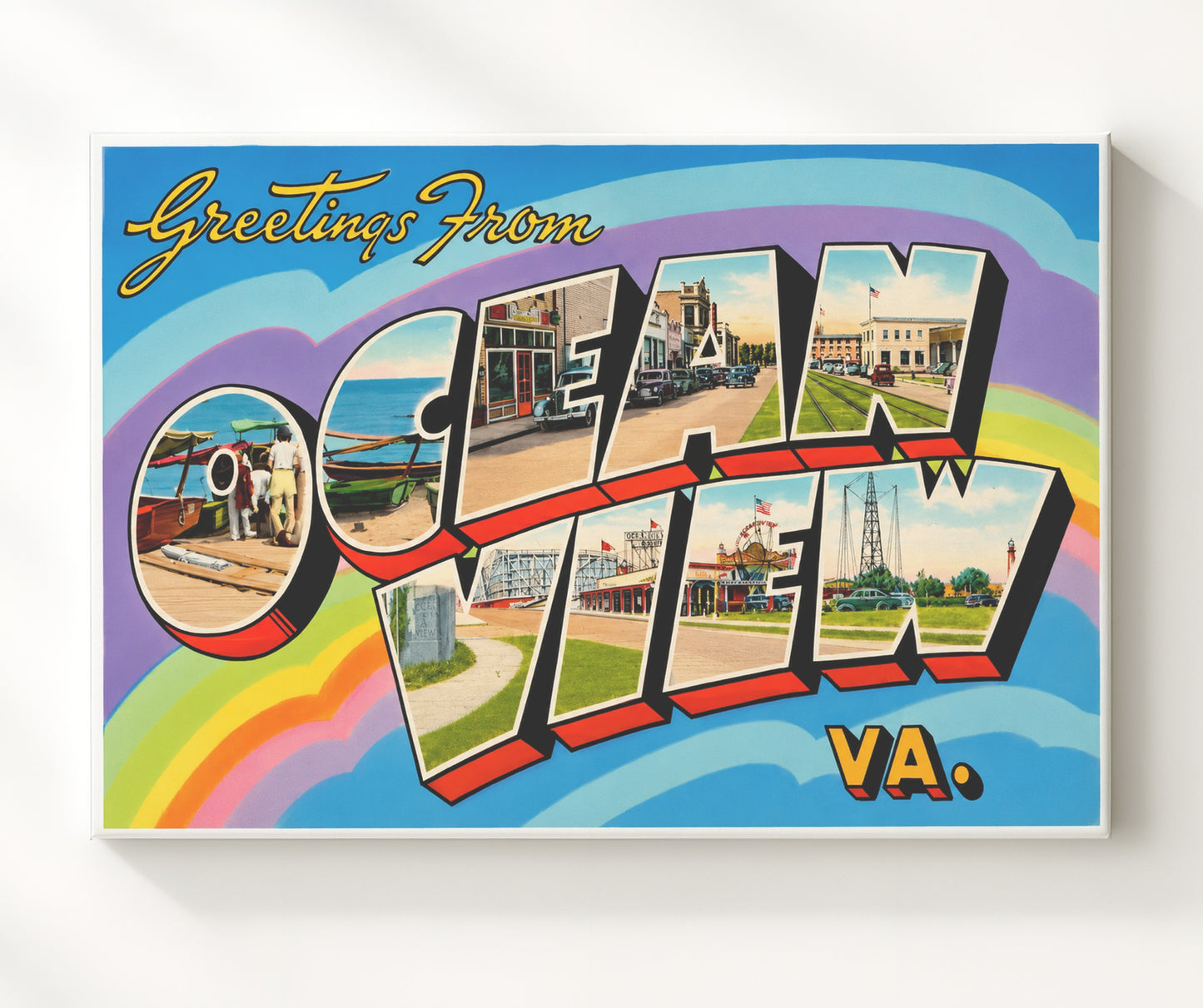Ocean View, Virginia Vintage Postcard - Vintage American Wall Art 16x20 Canvas Wall Art wall art print – canvas decor