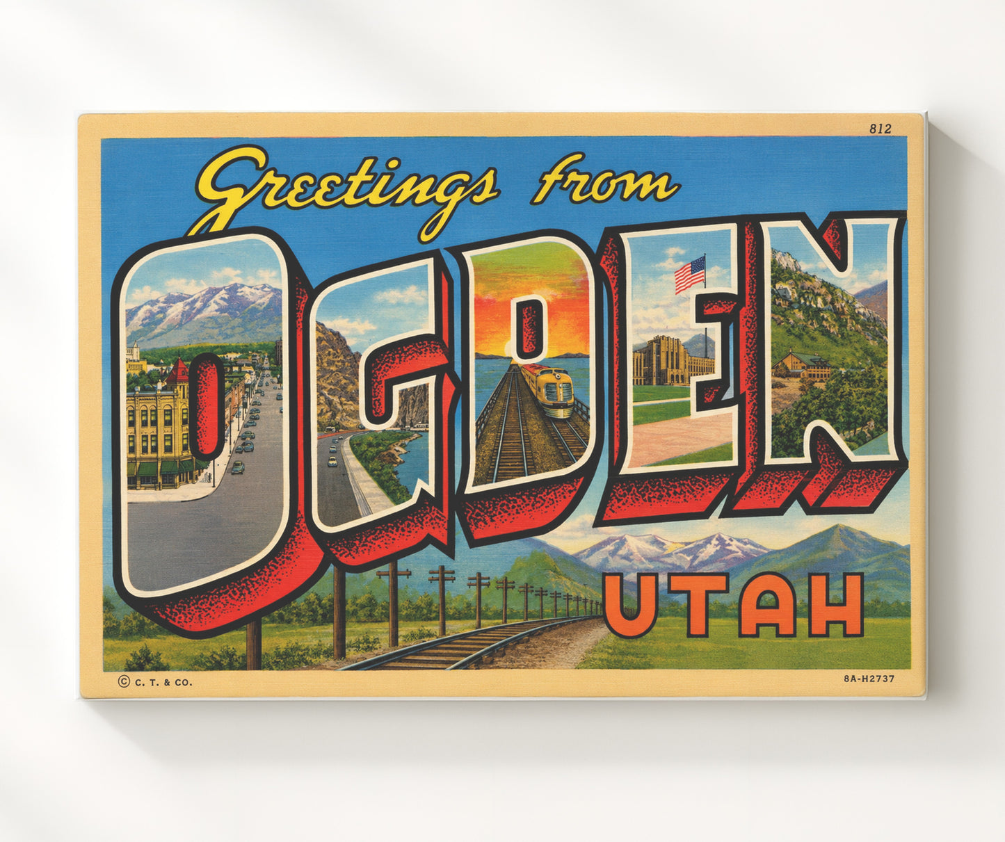 Ogden, Utah Vintage Postcard - Vintage American Wall Art 16x20 Canvas Wall Art wall art print – canvas decor