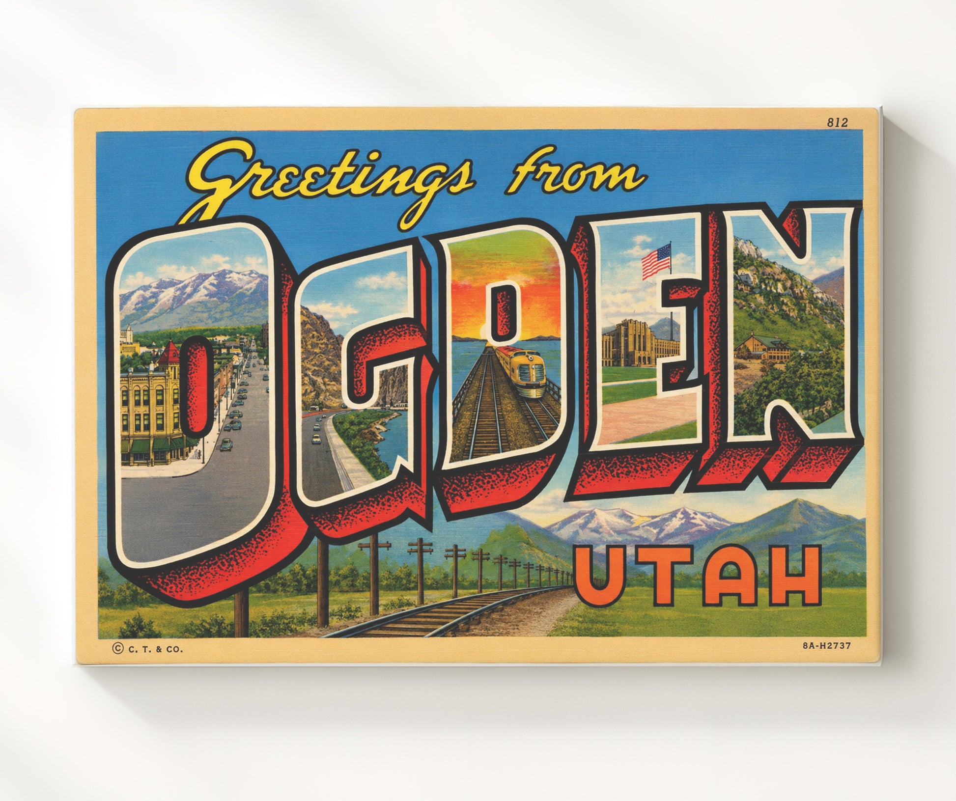Ogden, Utah Vintage Postcard - Vintage American Wall Art 16x20 Canvas Wall Art wall art print – canvas decor