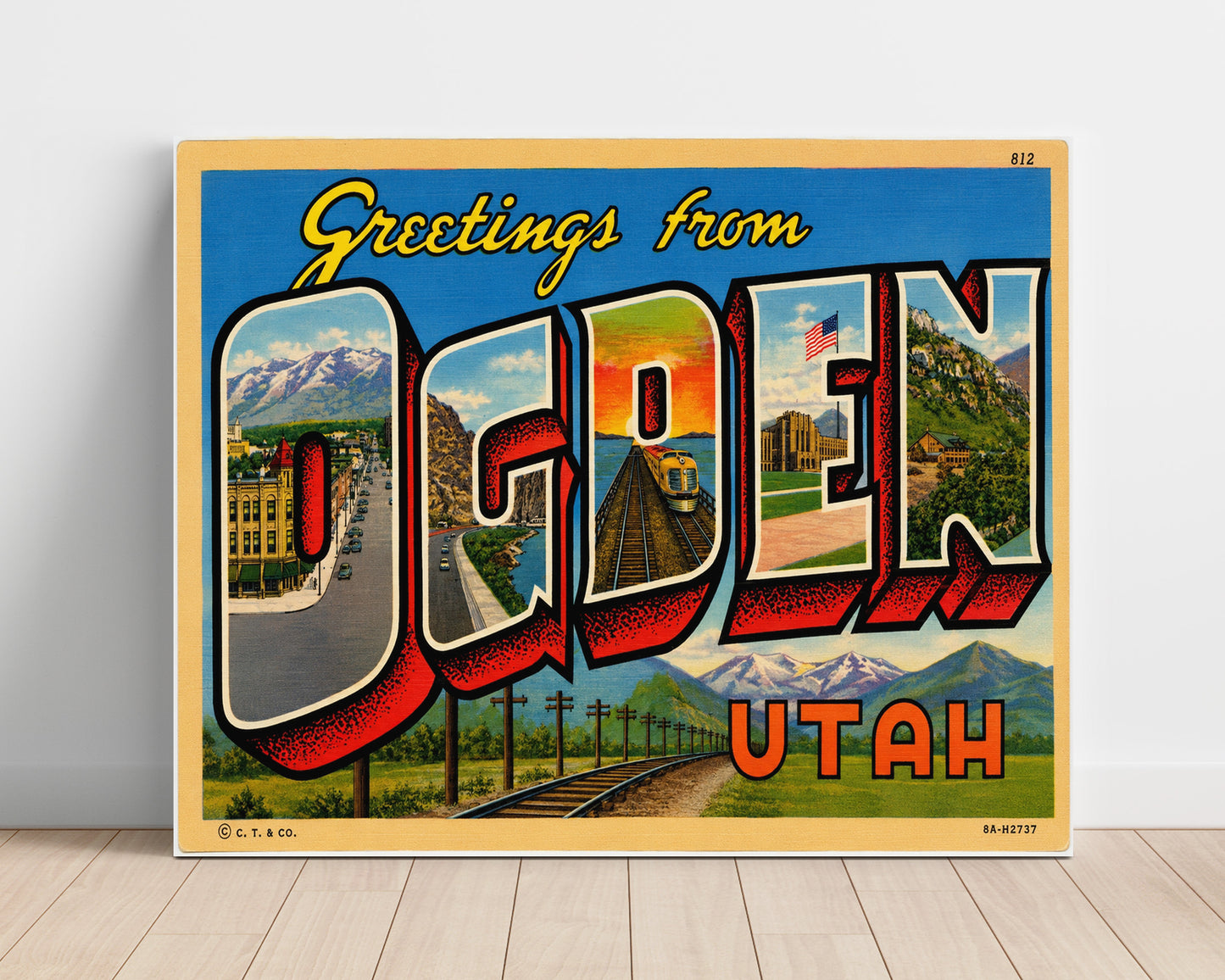 Ogden, Utah Vintage Postcard - Vintage American Wall Art Unframed 8x10 in Plastic Sleeve wall art print – unframed decor