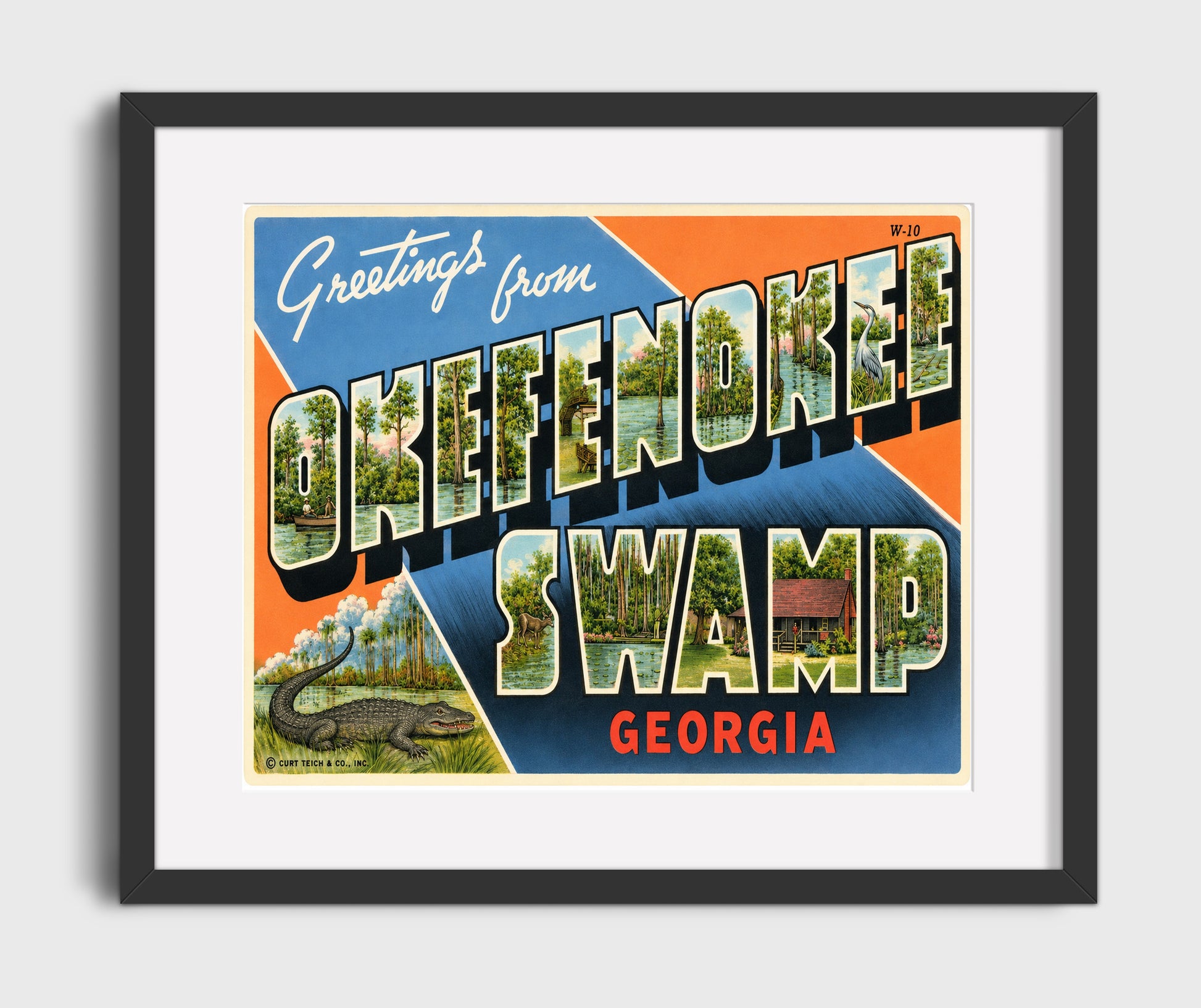 Greetings from Okefenokee Swamp, Georgia 16x20 Gallery Frame vintage postcard wall art