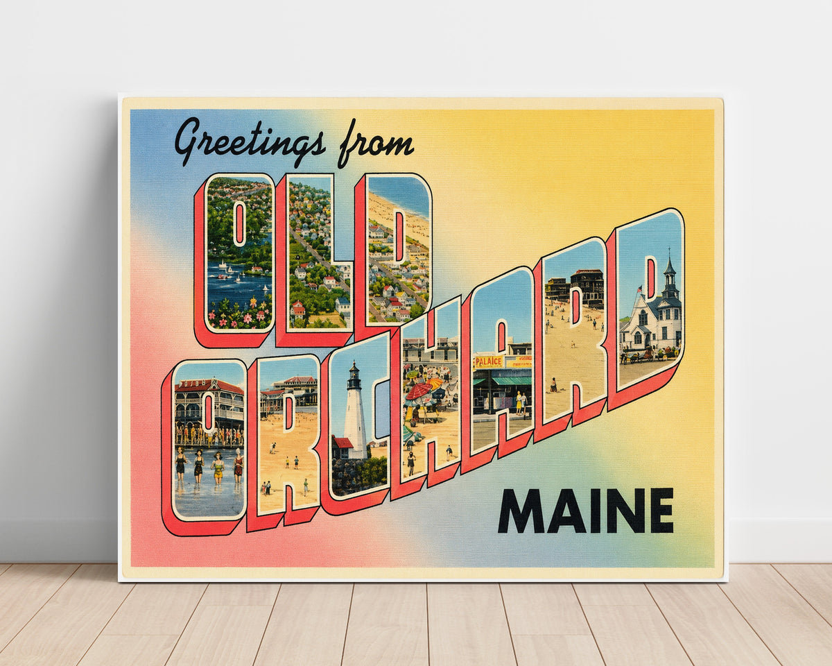 Greetings from Old Orchard Beach, Maine 8x10 Unframed Print vintage postcard wall art