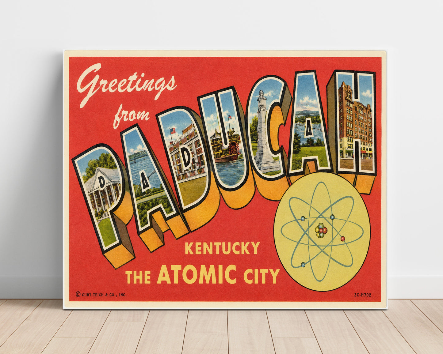 Paducah Kentucky Atomic City Vintage Postcard - Vintage American Wall Art Unframed 8x10 in Plastic Sleeve wall art print – unframed decor