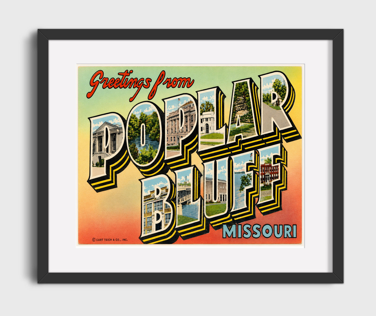Greetings from Poplar Bluff, Missouri 16x20 Gallery Frame vintage postcard wall art