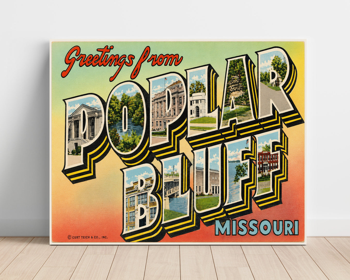 Poplar Bluff, Missouri Vintage Postcard - Vintage American Wall Art Unframed 8x10 in Plastic Sleeve wall art print – unframed decor