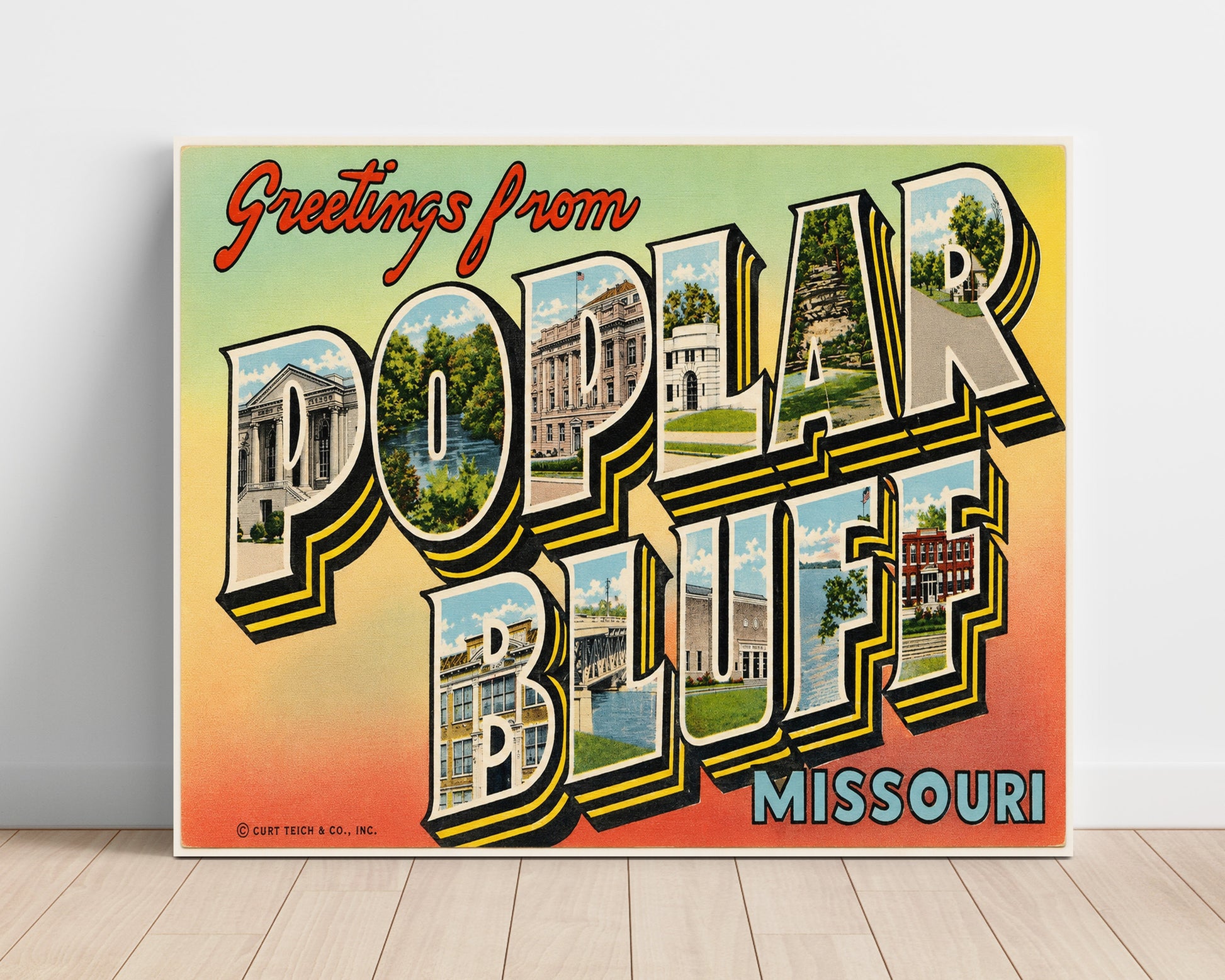 Greetings from Poplar Bluff, Missouri 8x10 Unframed Print vintage postcard wall art