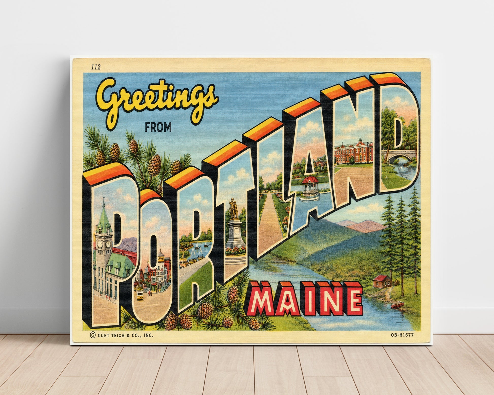 Portland, Maine Vintage Postcard - Vintage American Wall Art Unframed 8x10 in Plastic Sleeve wall art print – unframed decor