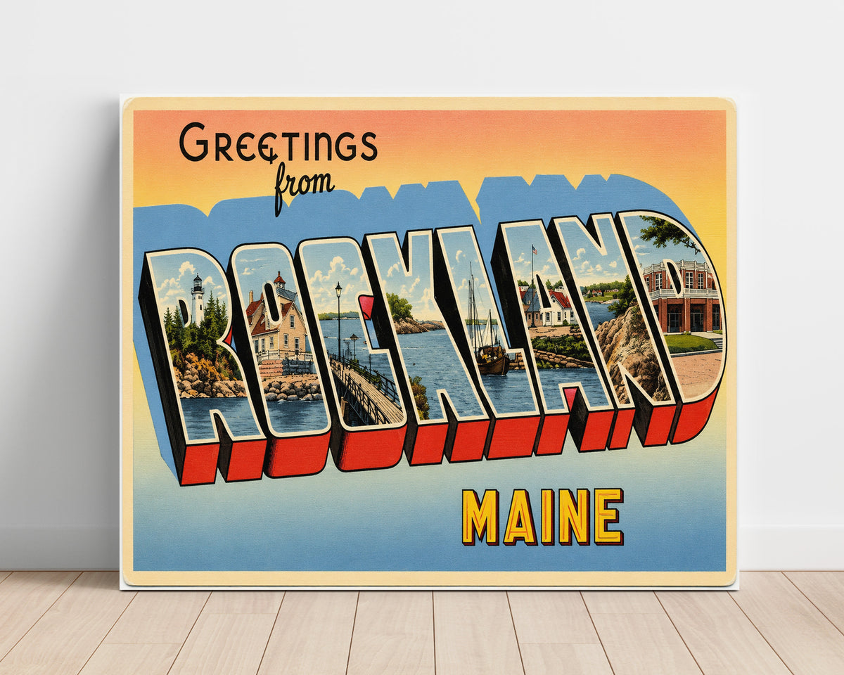 Greetings from Rockland, Maine 8x10 Unframed Print vintage postcard wall art