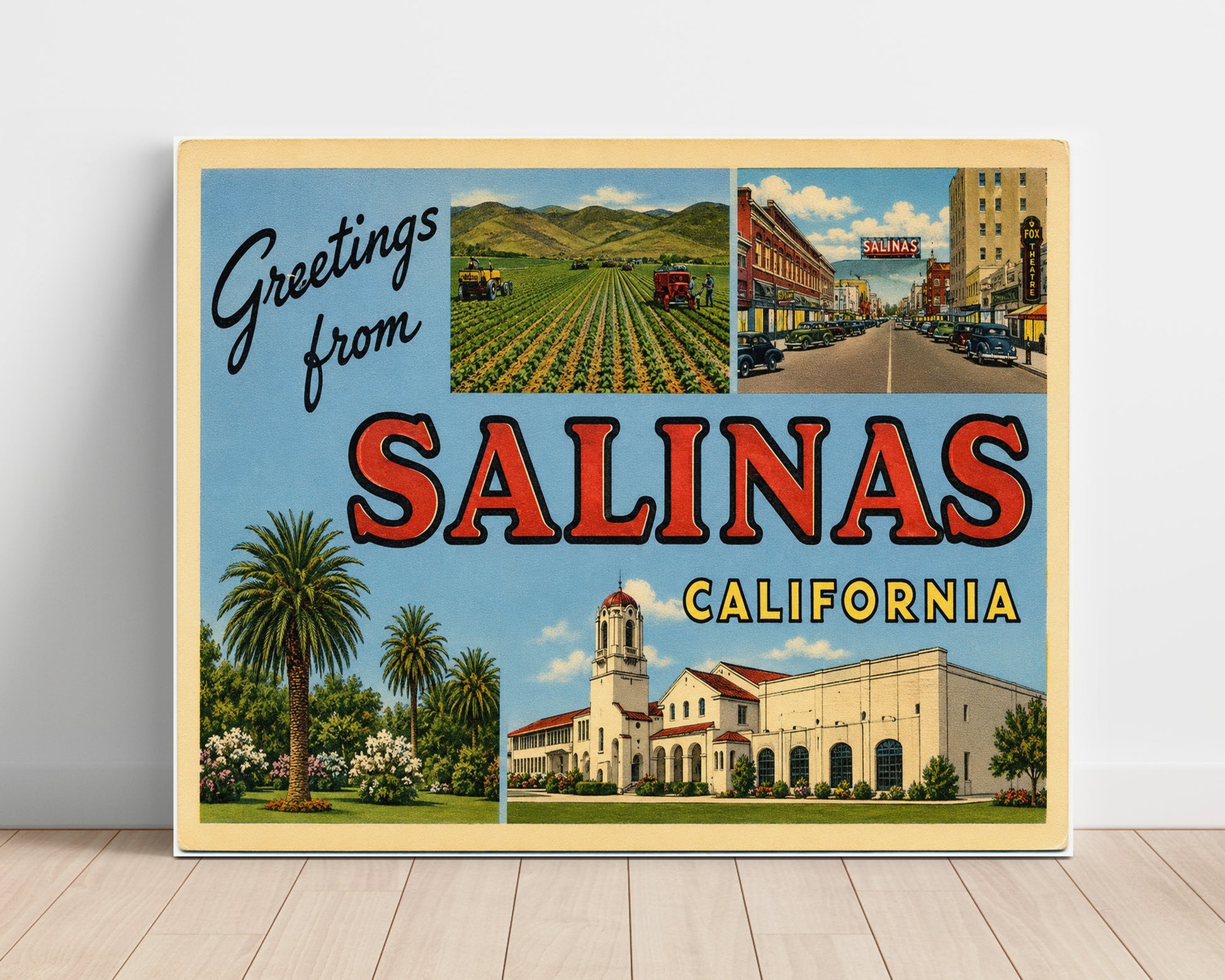Greetings from Salinas, California 8x10 Unframed Print vintage postcard wall art