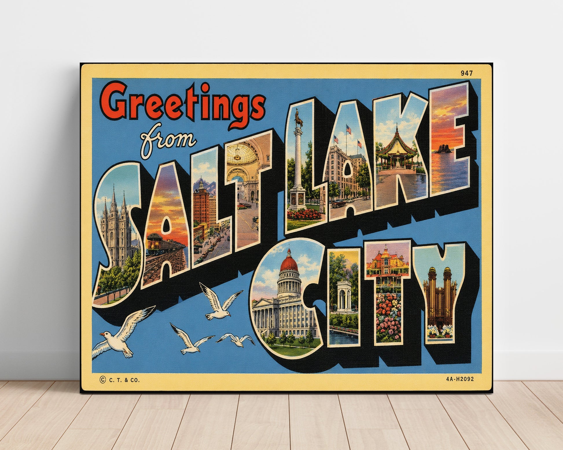 Salt Lake City, Utah Vintage Postcard - Vintage American Wall Art Unframed 8x10 in Plastic Sleeve wall art print – unframed decor