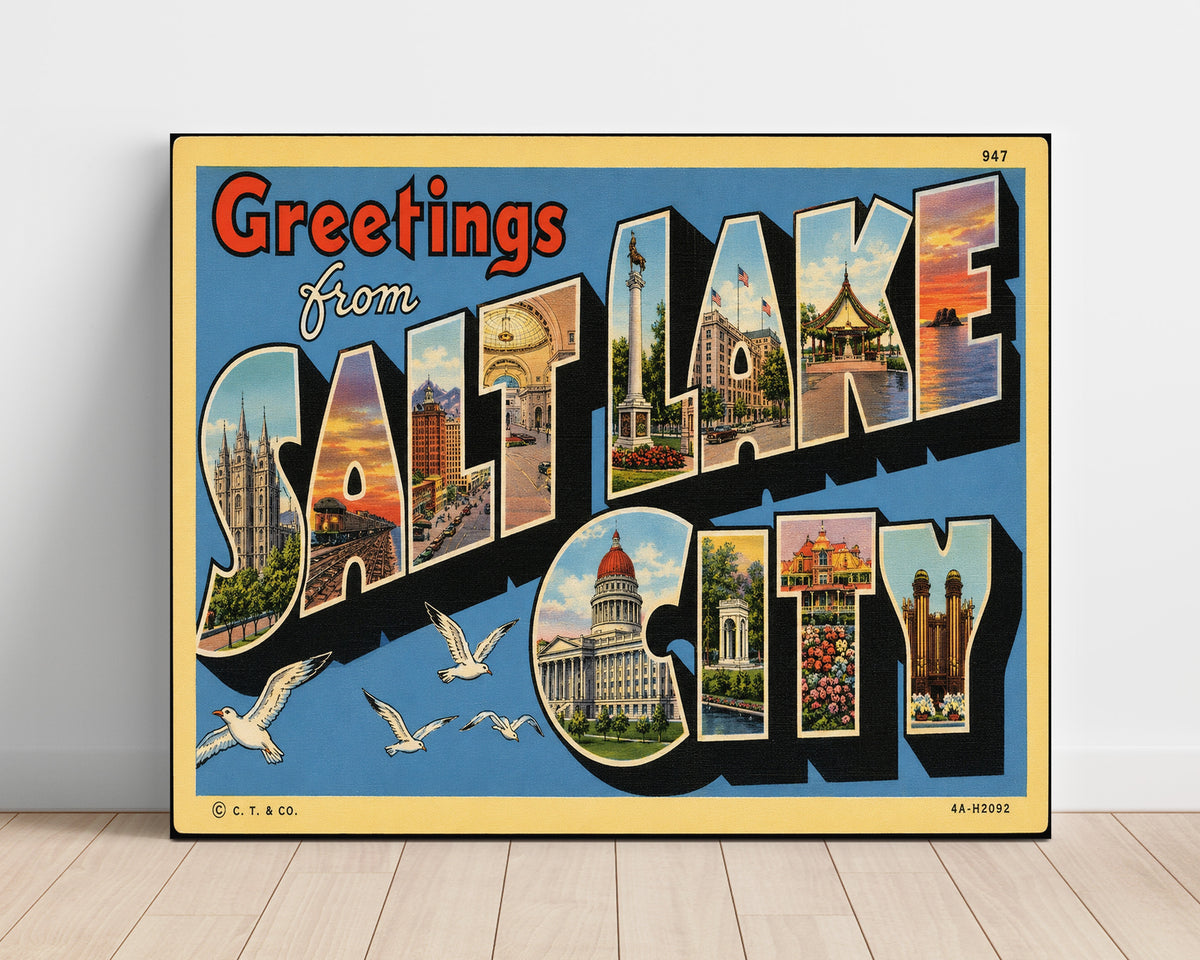 Greetings from Salt Lake City, Utah 8x10 Unframed Print vintage postcard wall art