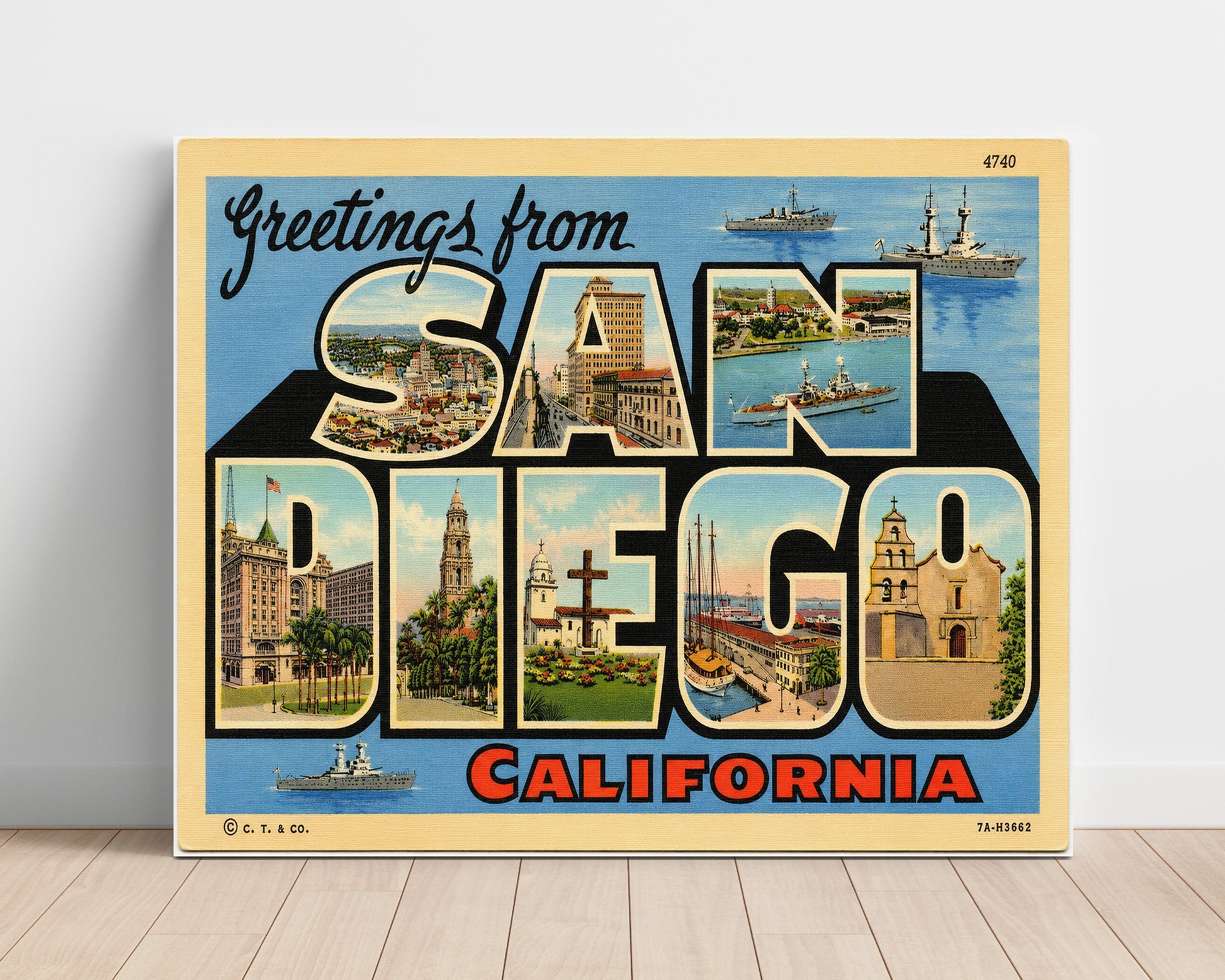 Greetings from San Diego, California 8x10 Unframed Print vintage postcard wall art
