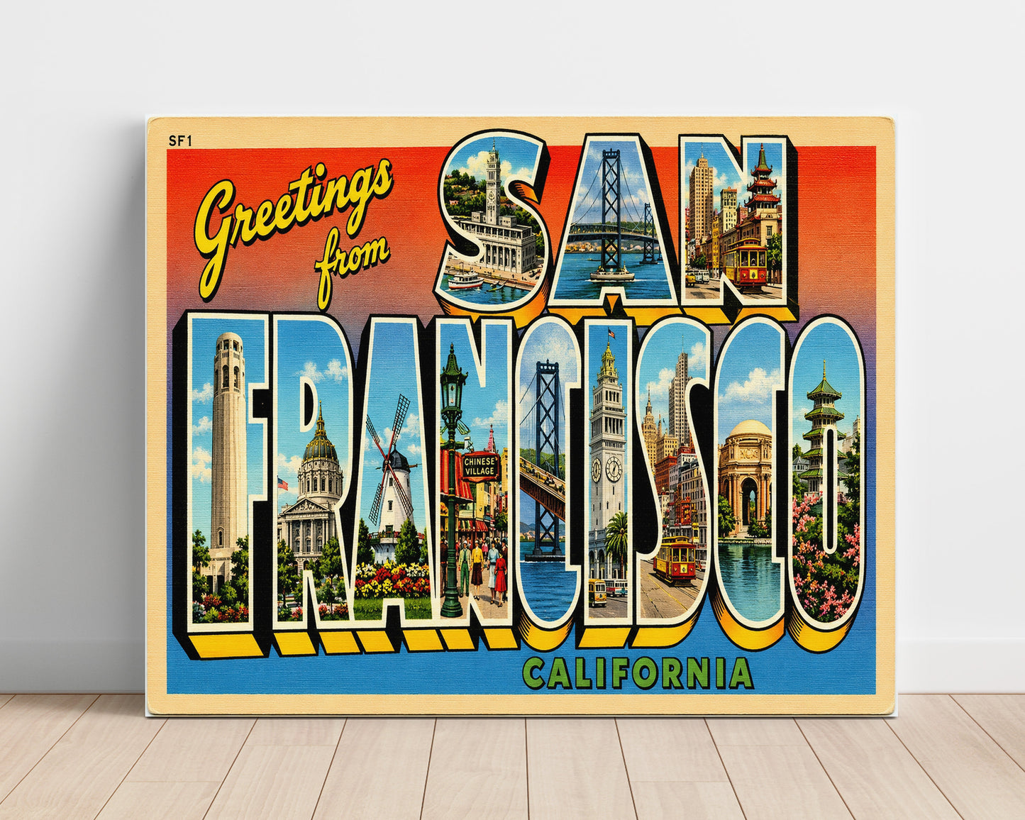 San Francisco, California Vintage Postcard - Vintage American Wall Art Unframed 8x10 in Plastic Sleeve wall art print – unframed decor