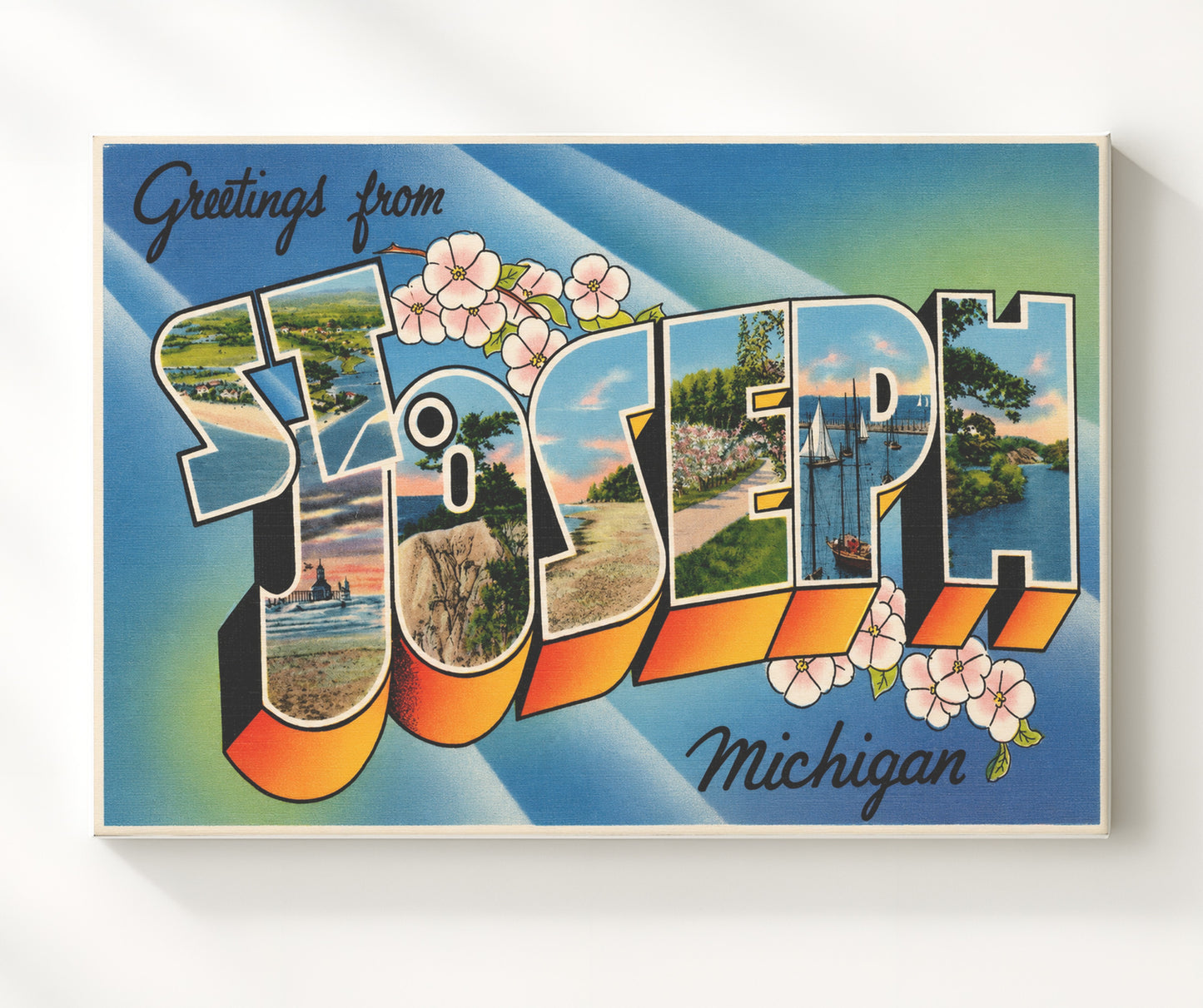 Saugatuck, Michigan Vintage Postcard - Vintage American Wall Art 16x20 Canvas Wall Art wall art print – canvas decor