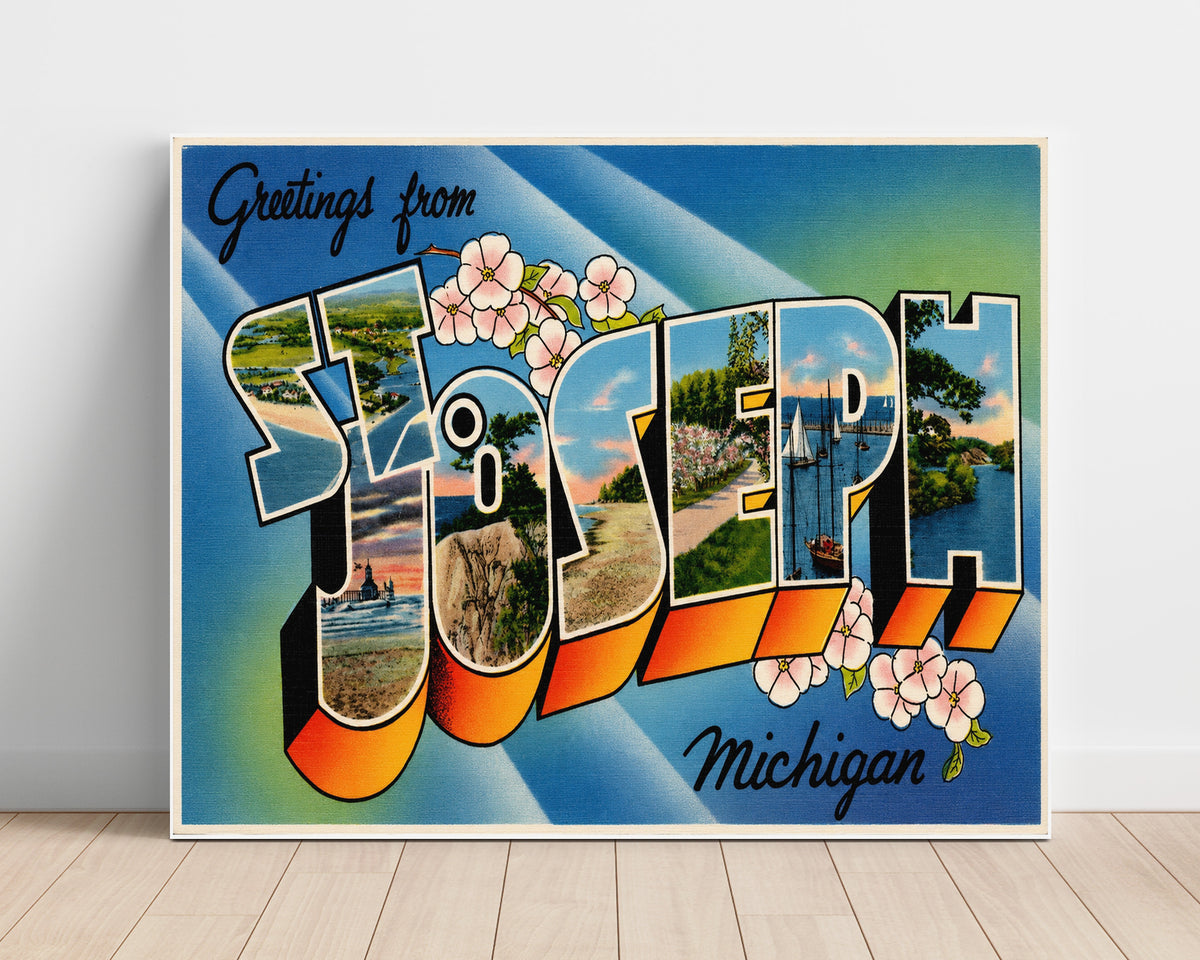 Greetings from Saugatuck, Michigan 8x10 Unframed Print vintage postcard wall art
