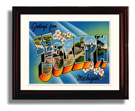 Saugatuck, Michigan Vintage Postcard - Vintage American Wall Art Framed 8x10 Matted Beveled Frame wall art print – framed decor