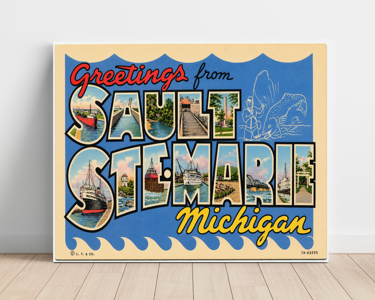 Sault Ste Marie, Michigan Vintage Postcard - Vintage American Wall Art Unframed 8x10 in Plastic Sleeve wall art print – unframed decor