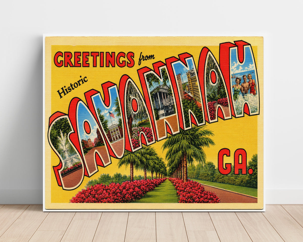 Greetings from Savannah, Georgia 8x10 Unframed Print vintage postcard wall art