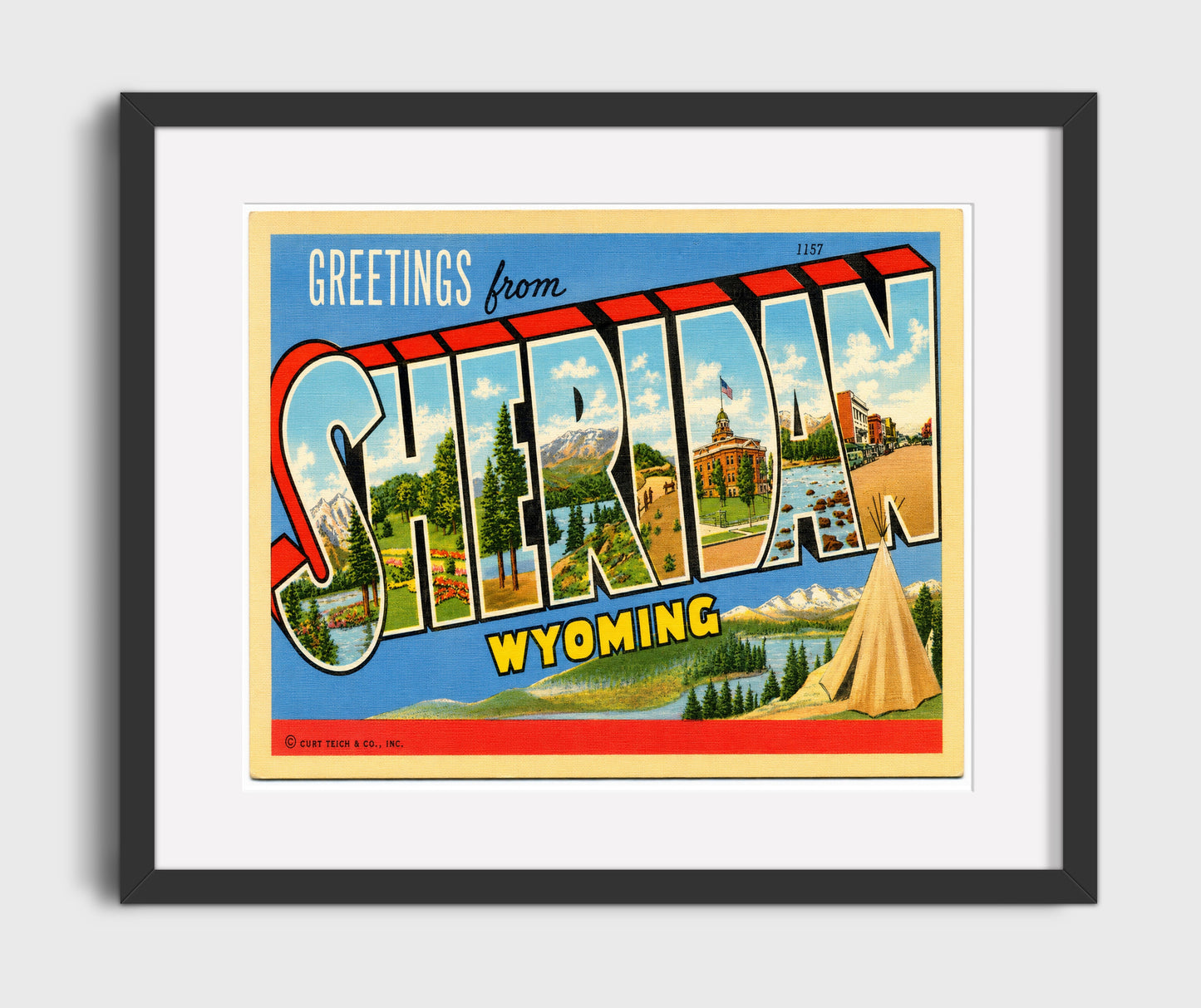 Sheridan, Wyoming Vintage Postcard - Vintage American Wall Art 16x20 Gallery Framed Artwork wall art print – framed decor
