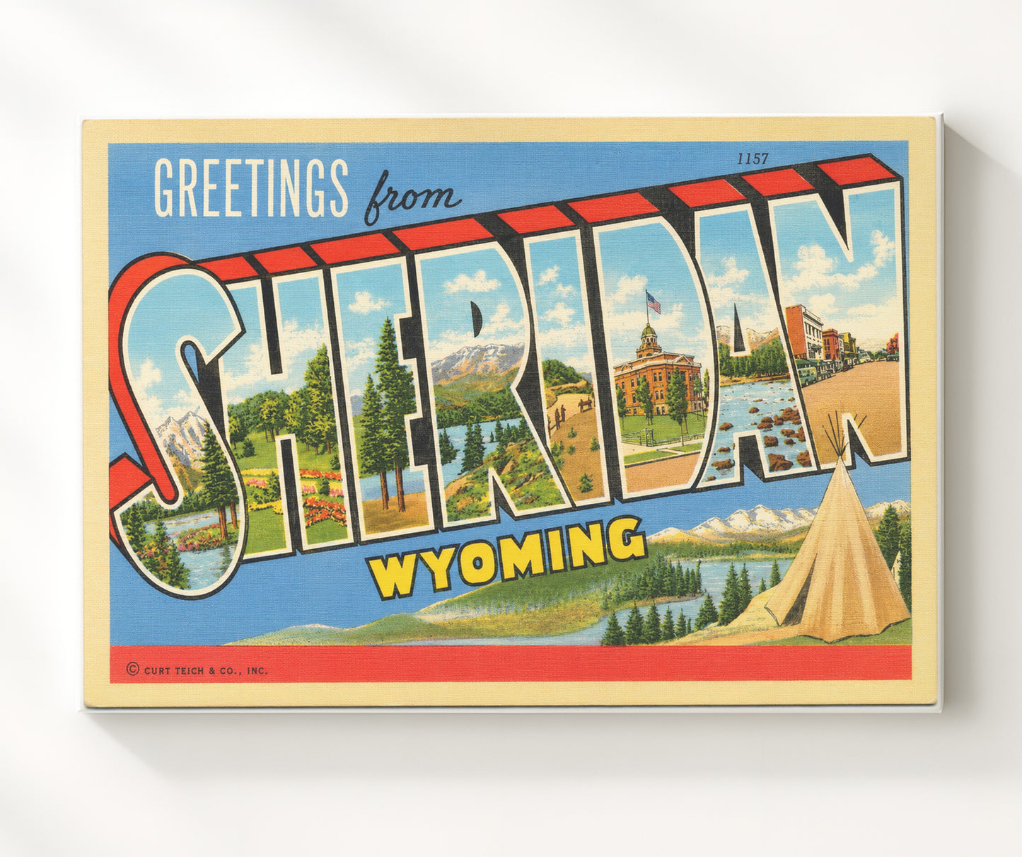Sheridan, Wyoming Vintage Postcard - Vintage American Wall Art 16x20 Canvas Wall Art wall art print – canvas decor