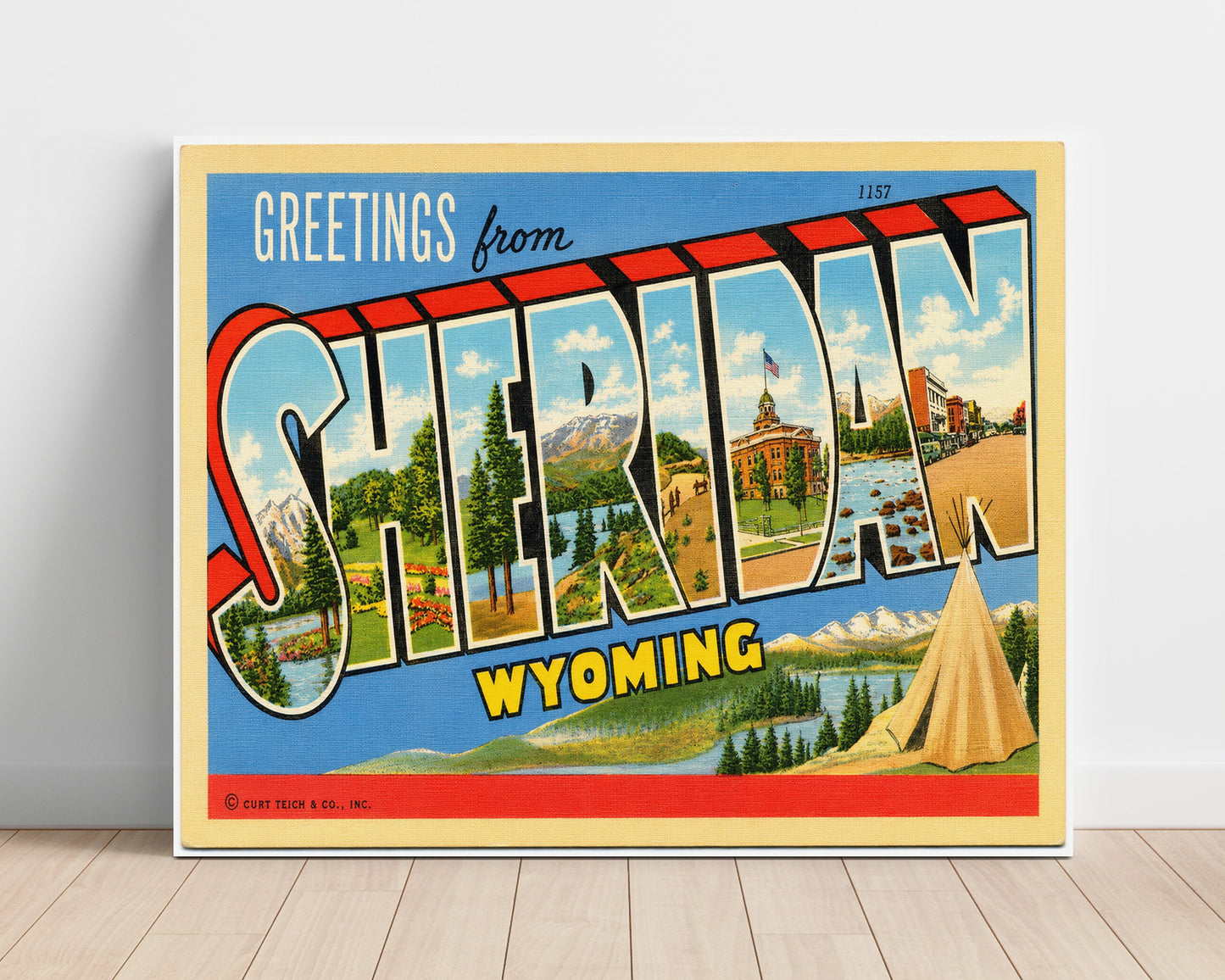Greetings from Sheridan, Wyoming 8x10 Unframed Print vintage postcard wall art