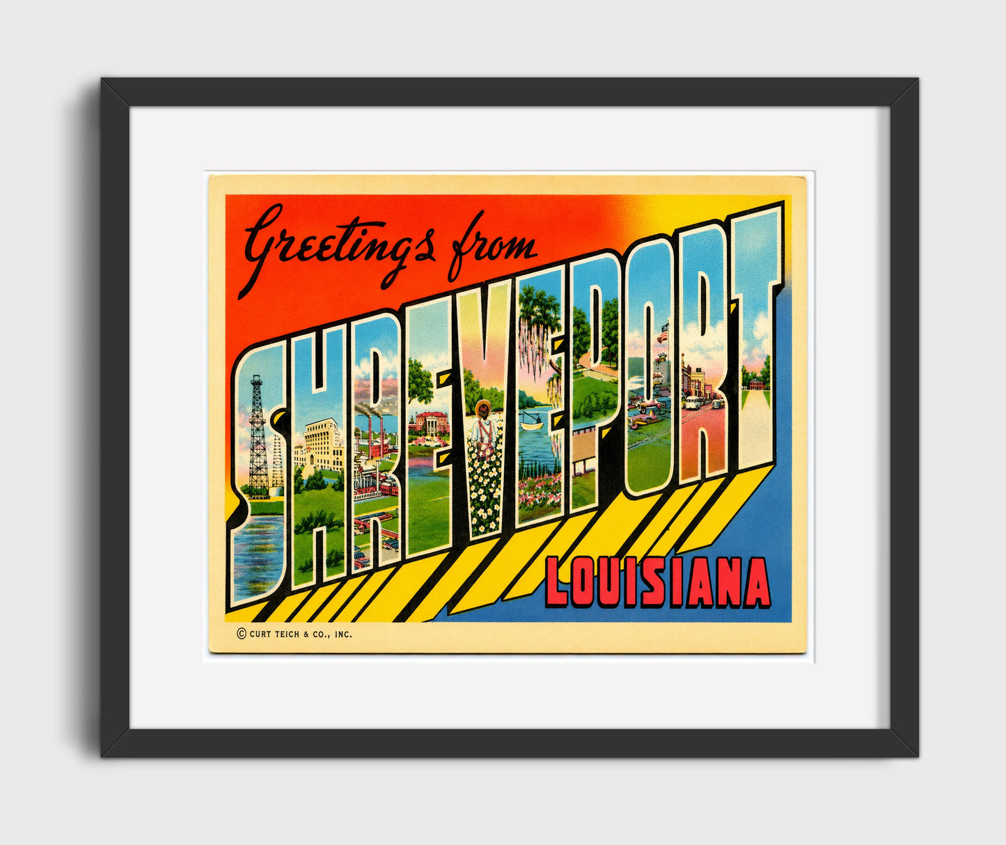 Greetings from Shreveport, Louisiana 16x20 Gallery Frame vintage postcard wall art