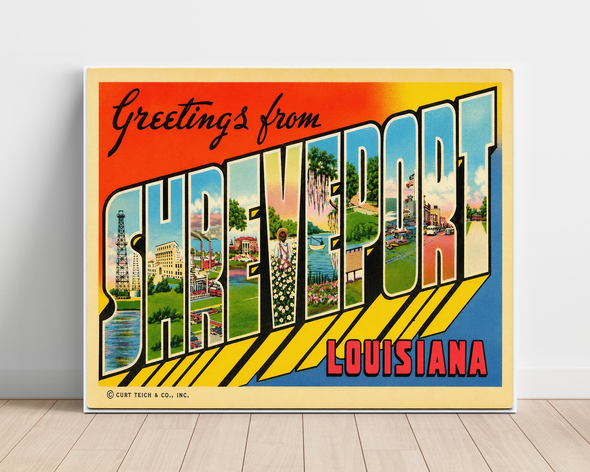 Greetings from Shreveport, Louisiana 8x10 Unframed Print vintage postcard wall art