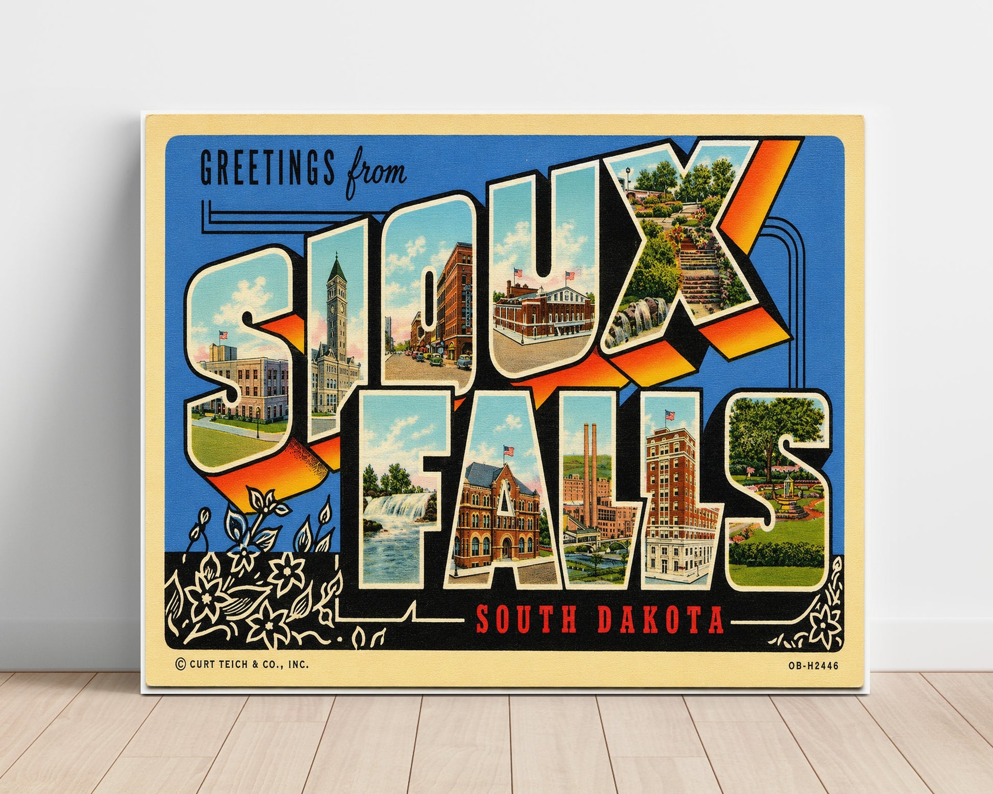 Sioux Falls, South Dakota Vintage Postcard - Vintage American Wall Art Unframed 8x10 in Plastic Sleeve wall art print – unframed decor
