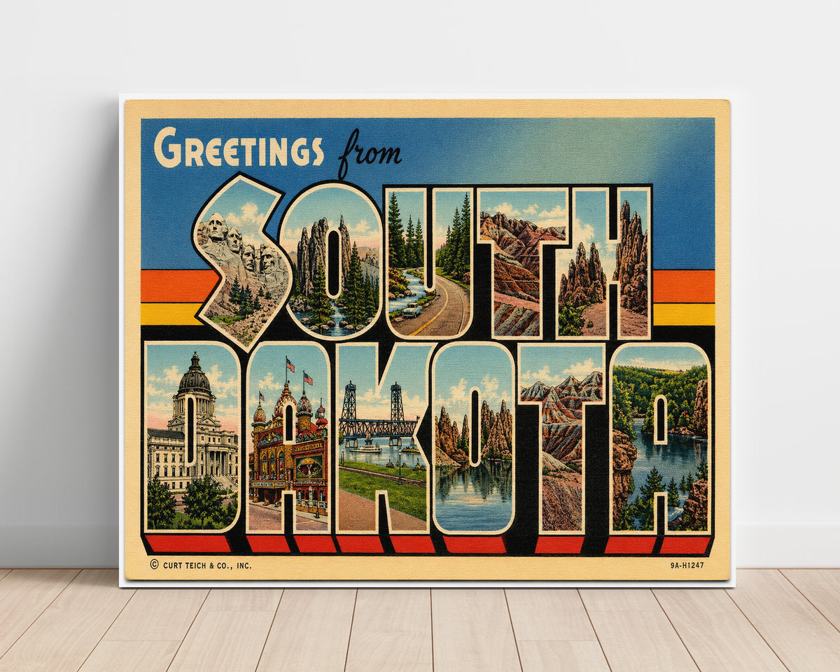 Greetings from South Dakota 8x10 Unframed Print vintage postcard wall art