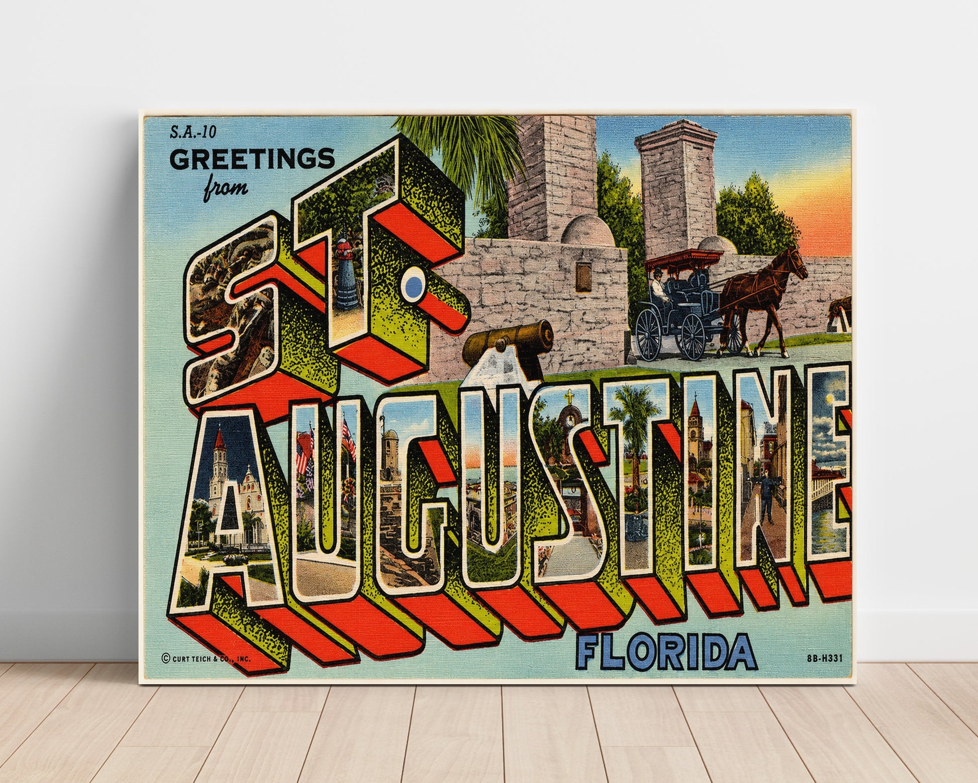 St Augustine, Florida Vintage Postcard - Vintage American Wall Art Unframed 8x10 in Plastic Sleeve wall art print – unframed decor