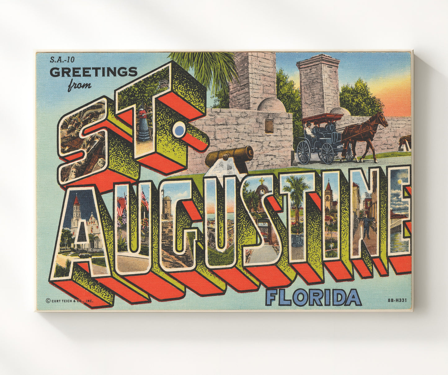 St Augustine, Florida Vintage Postcard - Vintage American Wall Art 16x20 Canvas Wall Art wall art print – canvas decor