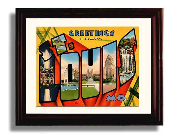 St Louis, Missouri Vintage Postcard - Vintage American Wall Art Framed 8x10 Matted Beveled Frame wall art print – framed decor