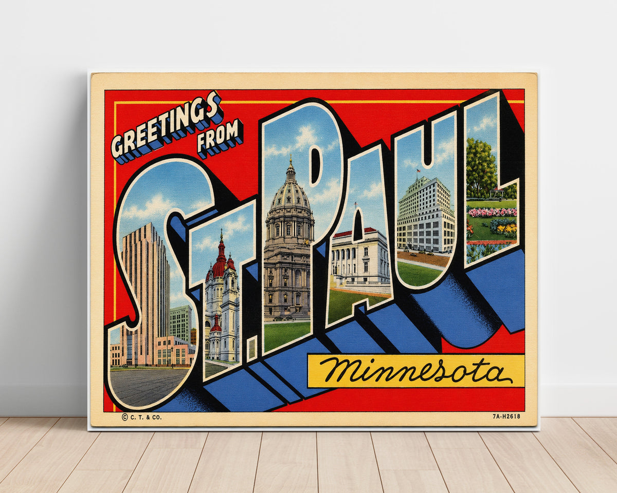 Greetings from St. Paul, Minnesota 8x10 Unframed Print vintage postcard wall art