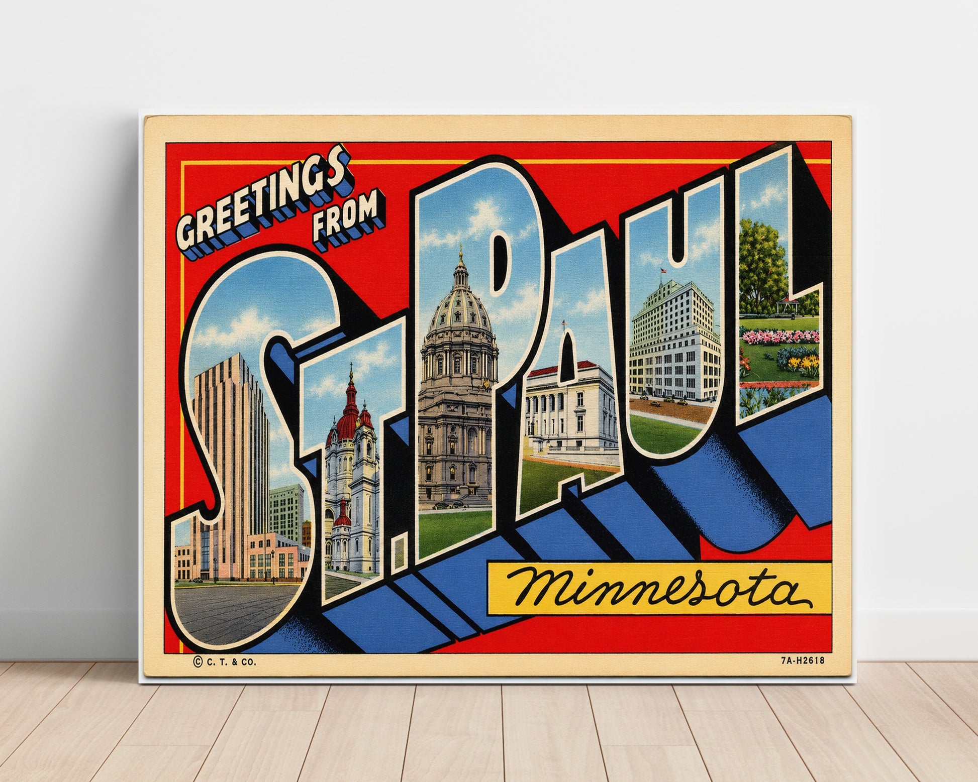 St Paul, Minnesota Vintage Postcard - Vintage American Wall Art Unframed 8x10 in Plastic Sleeve wall art print – unframed decor