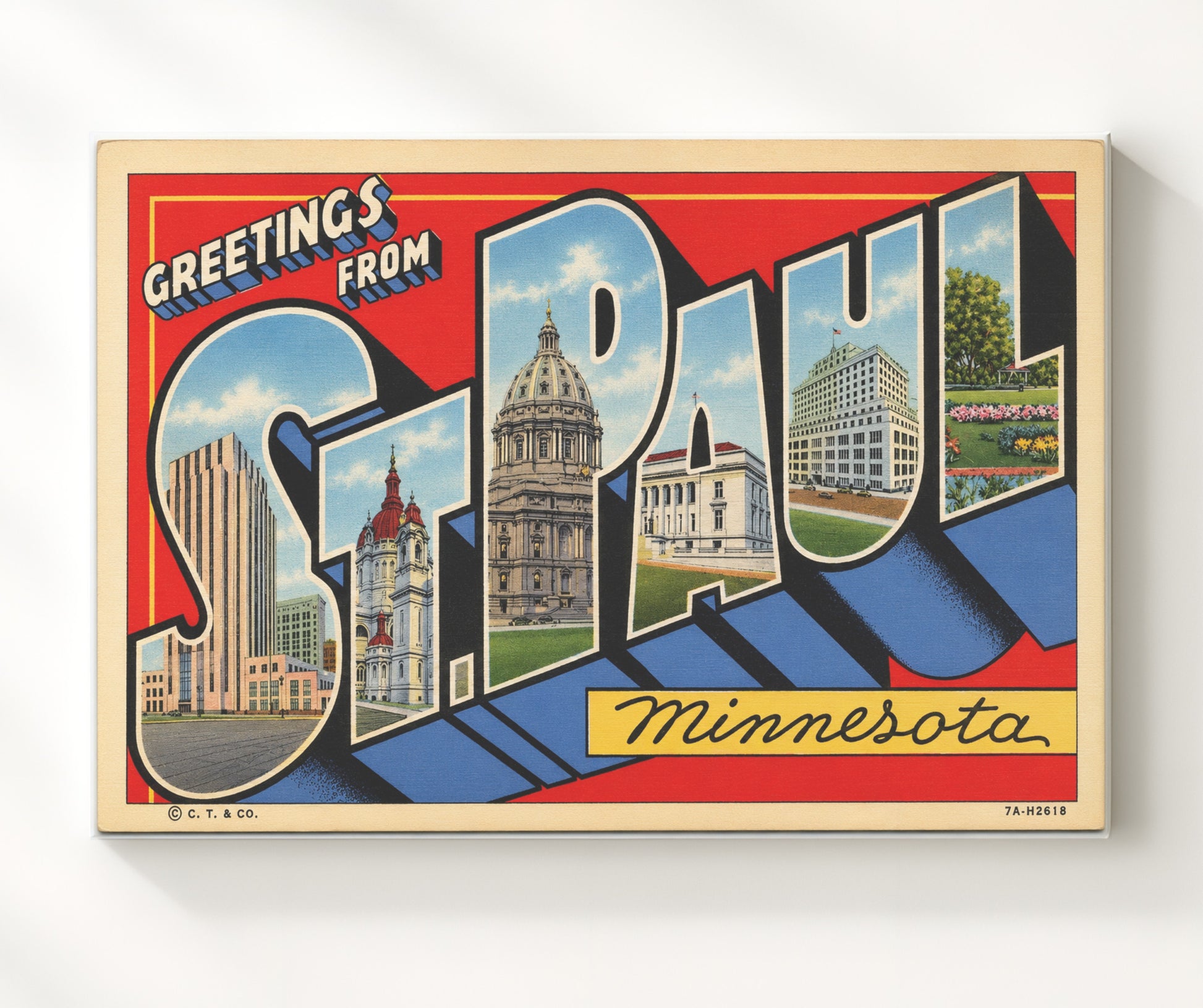 St Paul, Minnesota Vintage Postcard - Vintage American Wall Art 16x20 Canvas Wall Art wall art print – canvas decor