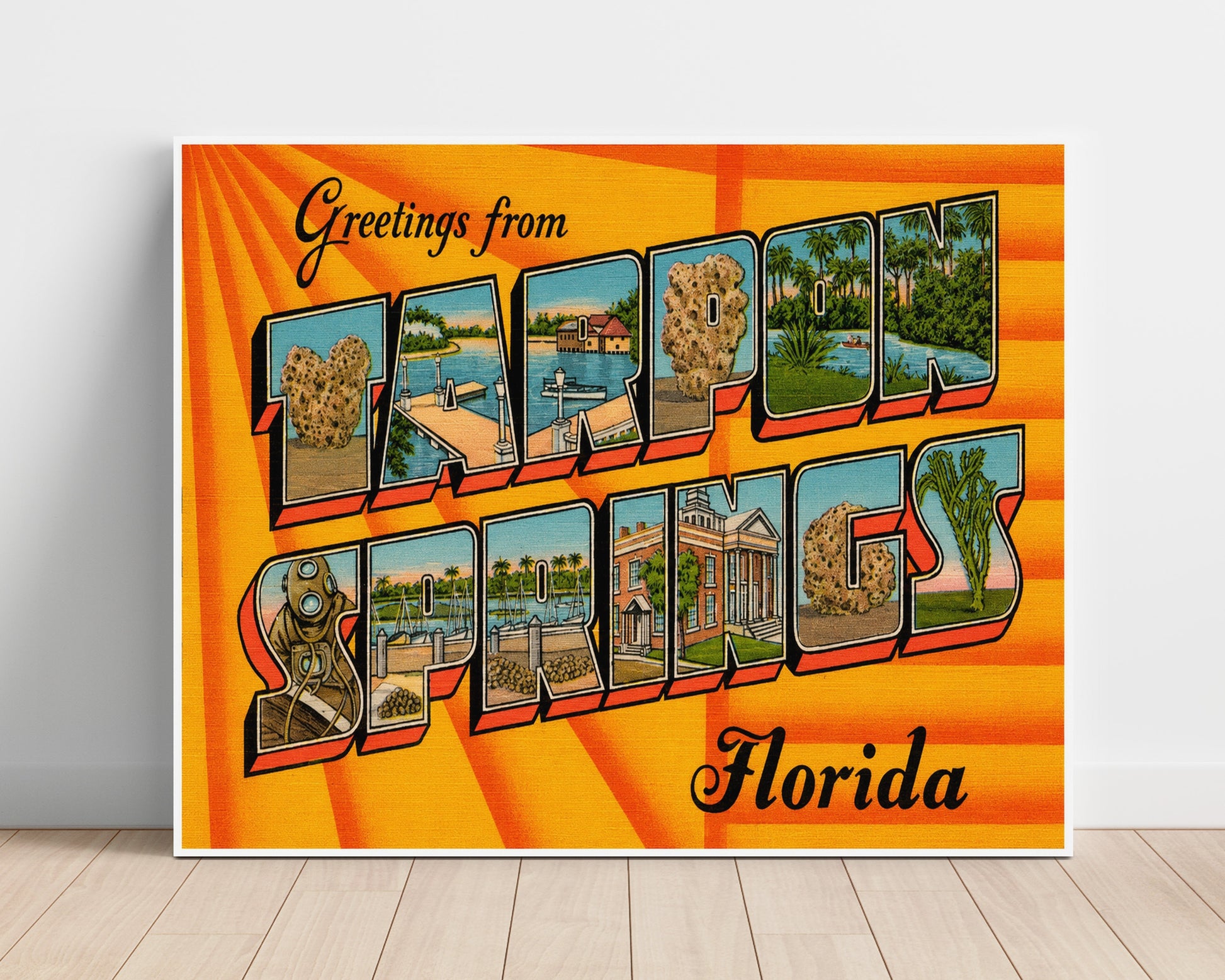 Tarpon Springs, Florida Vintage Postcard - Vintage American Wall Art Unframed 8x10 in Plastic Sleeve wall art print – unframed decor