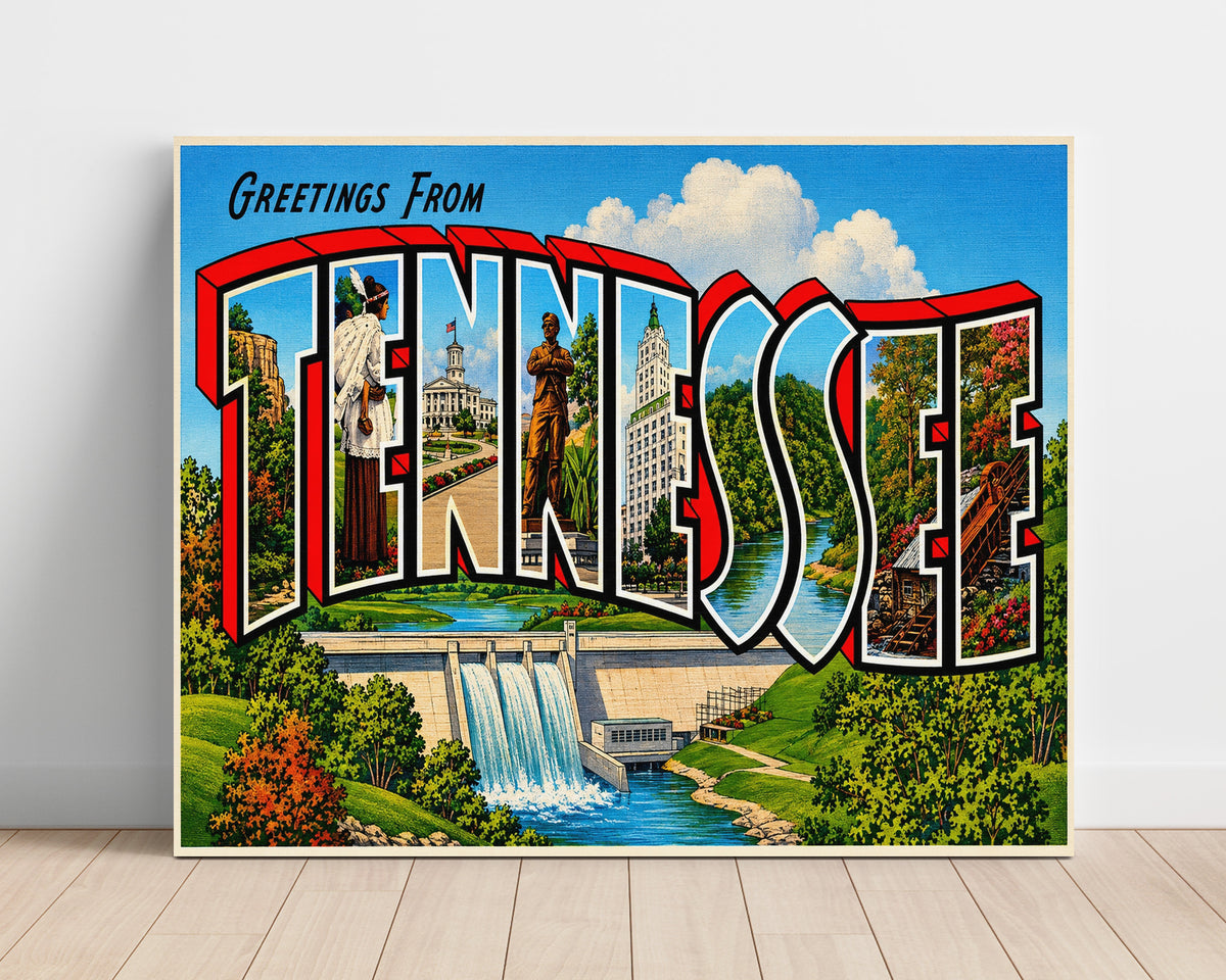 Greetings from Tennessee 8x10 Unframed Print vintage postcard wall art
