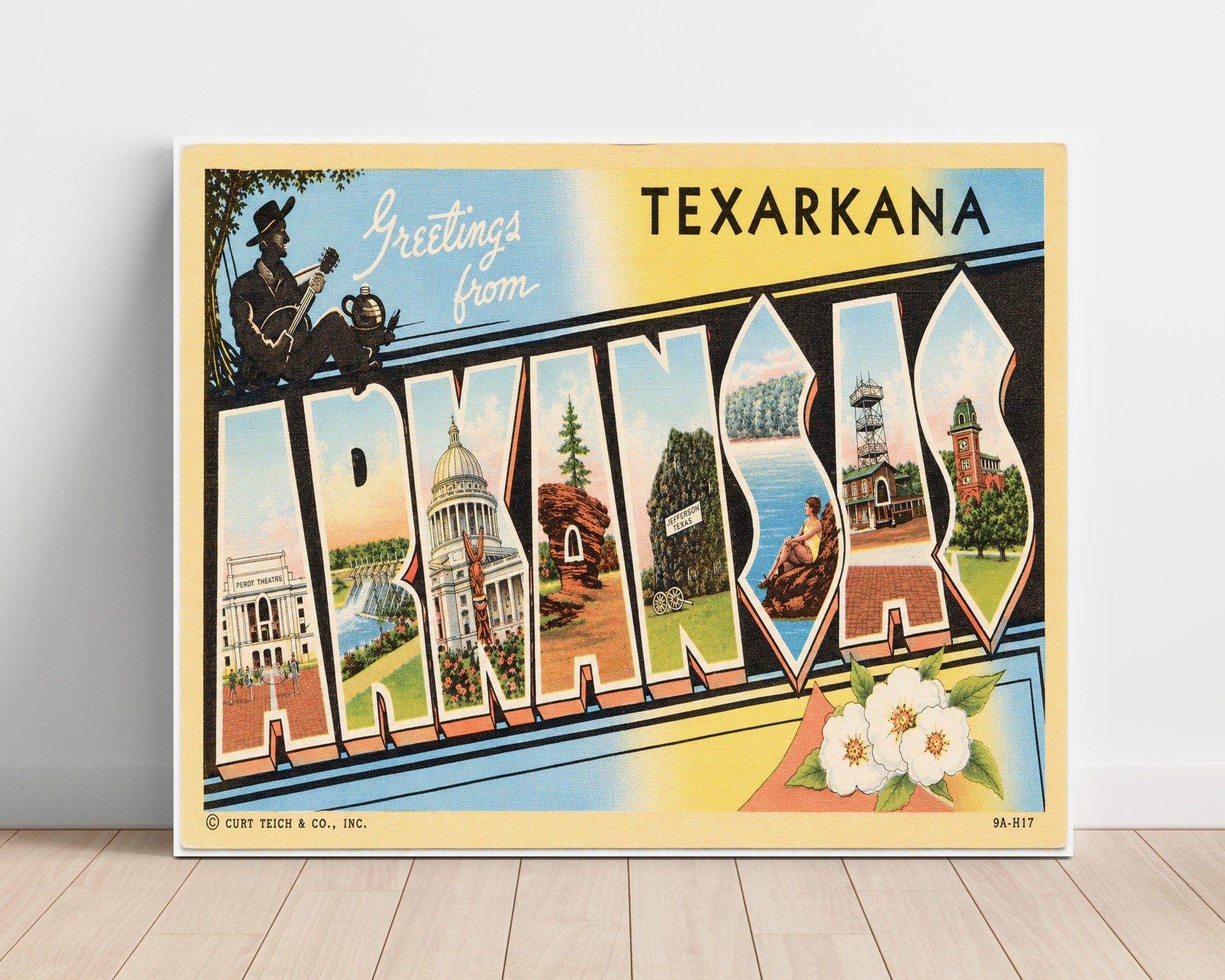 Greetings from Texarkana, Arkansas 8x10 Unframed Print vintage postcard wall art