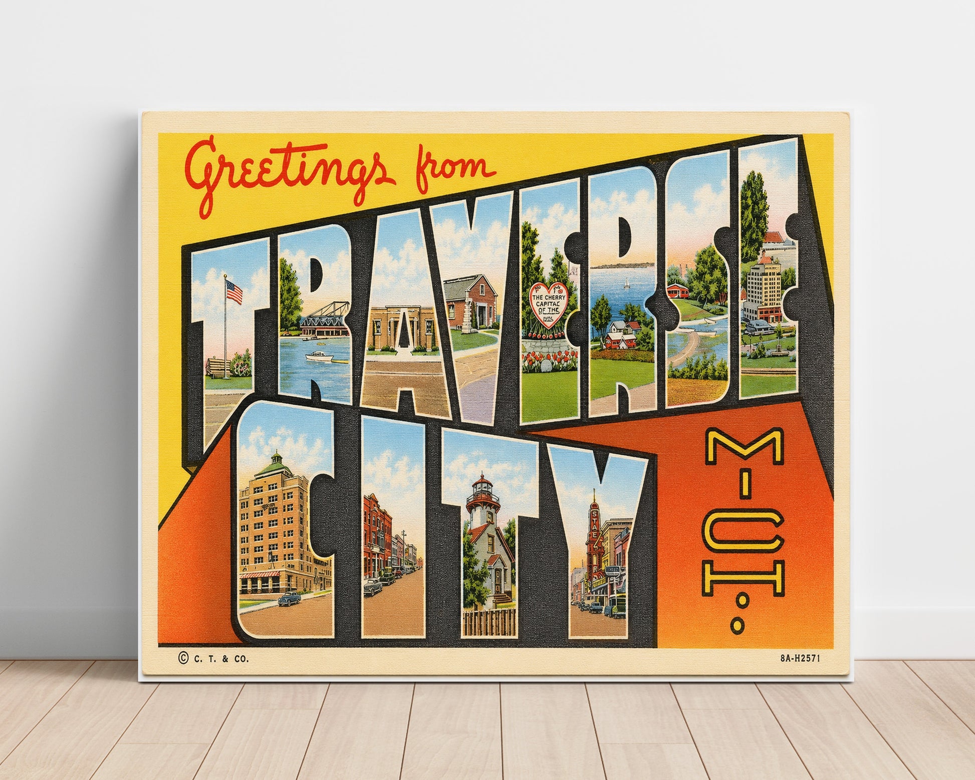 Traverse City, Michigan Vintage Postcard - Vintage American Wall Art Unframed 8x10 in Plastic Sleeve wall art print – unframed decor