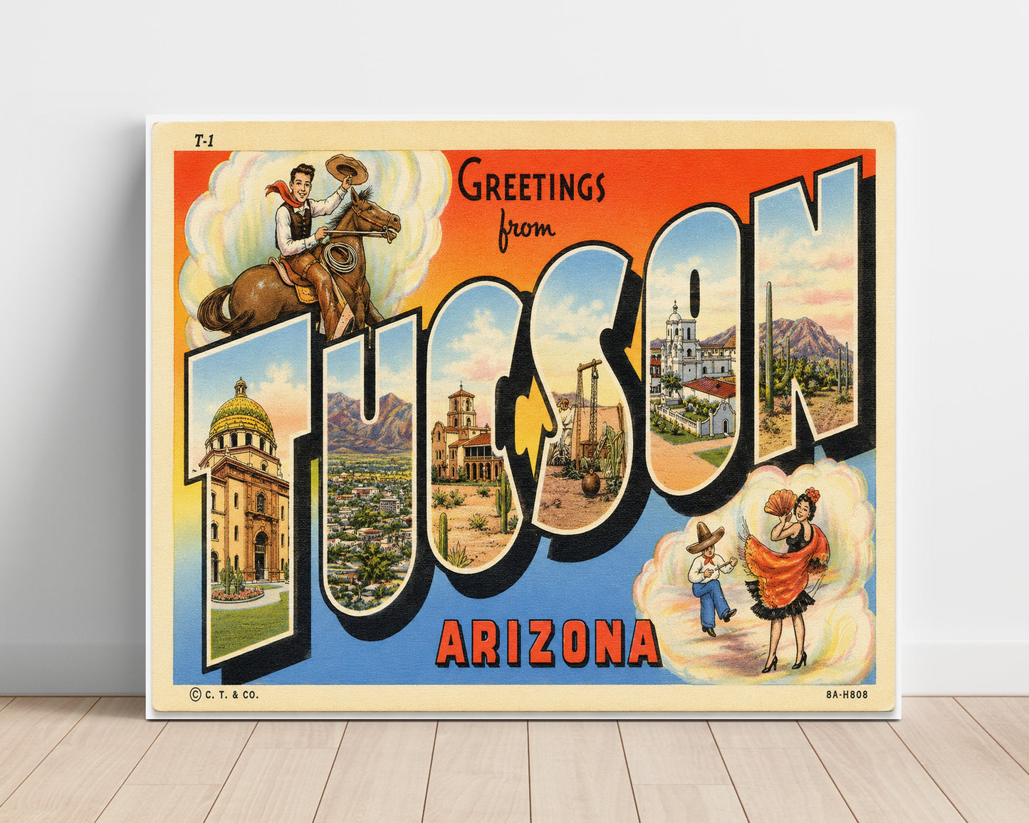 Greetings from Tucson, Arizona 8x10 Unframed Print vintage postcard wall art