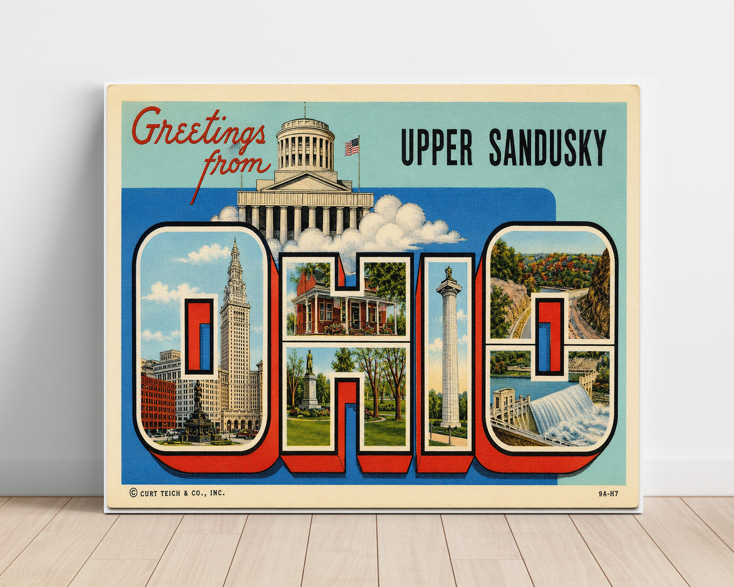 Upper Sandusky, Ohio Vintage Postcard - Vintage American Wall Art Unframed 8x10 in Plastic Sleeve wall art print – unframed decor