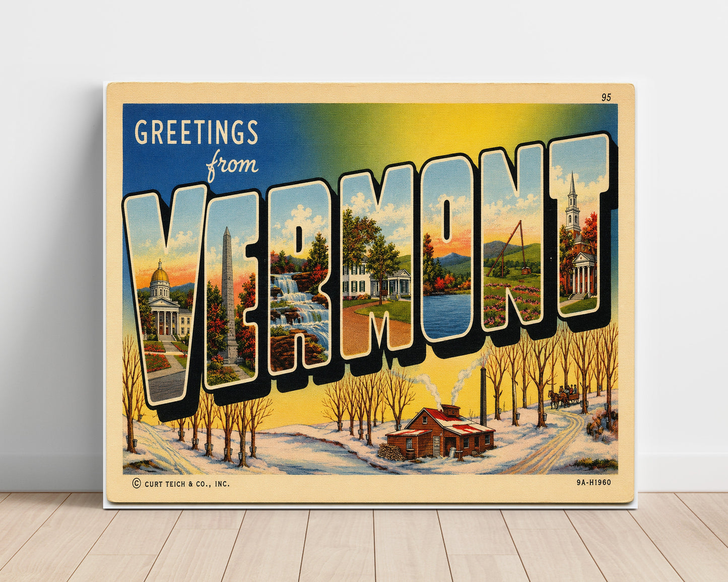 Greetings from Vermont 8x10 Unframed Print vintage postcard wall art