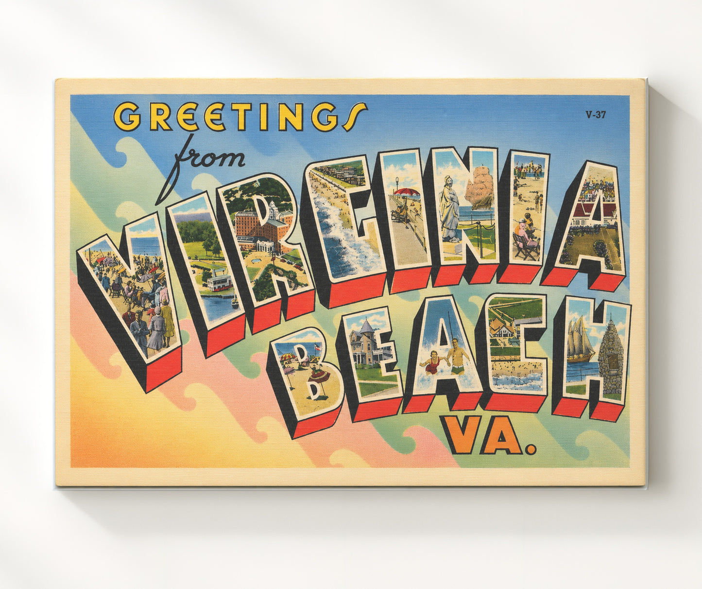 Virginia Beach, Virginia Vintage Postcard - Vintage American Wall Art 16x20 Canvas Wall Art wall art print – canvas decor