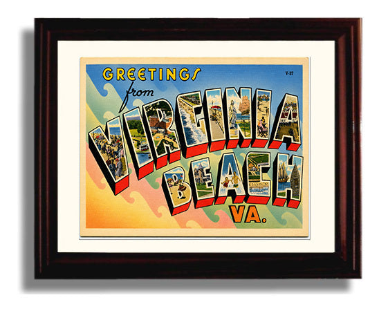 Virginia Beach, Virginia Vintage Postcard - Vintage American Wall Art Framed 8x10 Matted Beveled Frame wall art print – framed decor