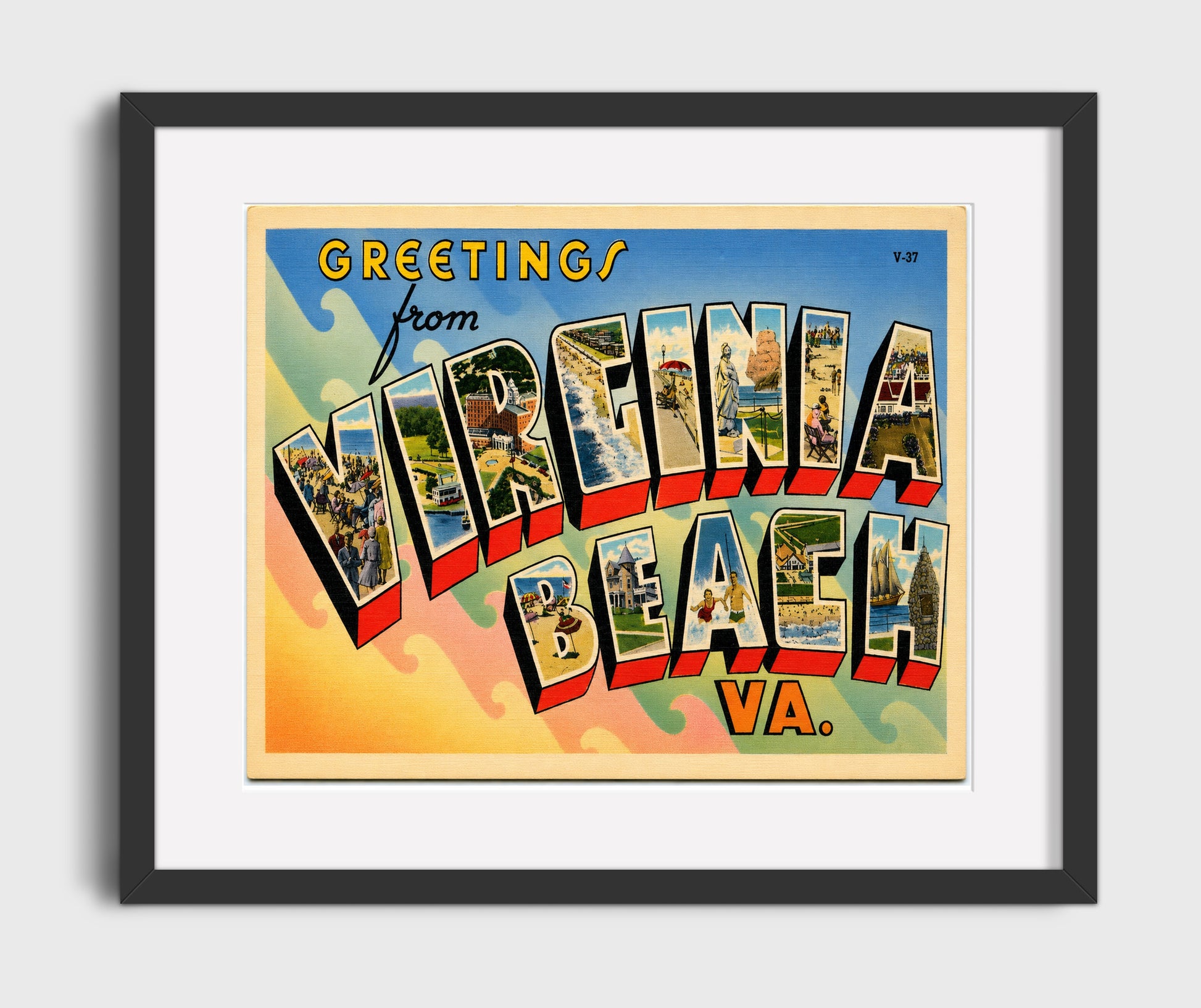 Virginia Beach, Virginia Vintage Postcard - Vintage American Wall Art 16x20 Gallery Framed Artwork wall art print – framed decor