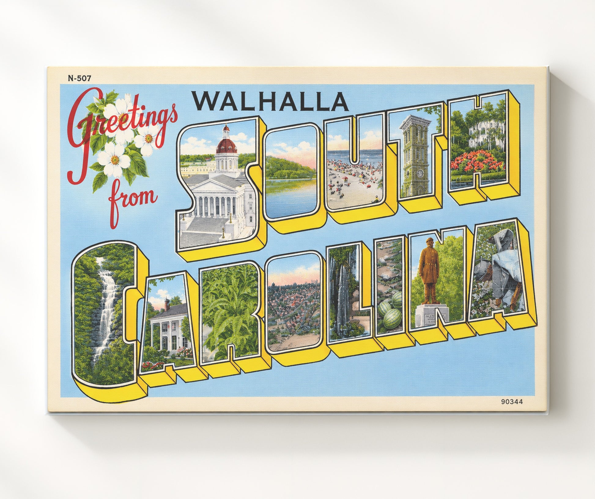 Walhalla, South Carolina Vintage Postcard - Vintage American Wall Art 16x20 Canvas Wall Art wall art print – canvas decor