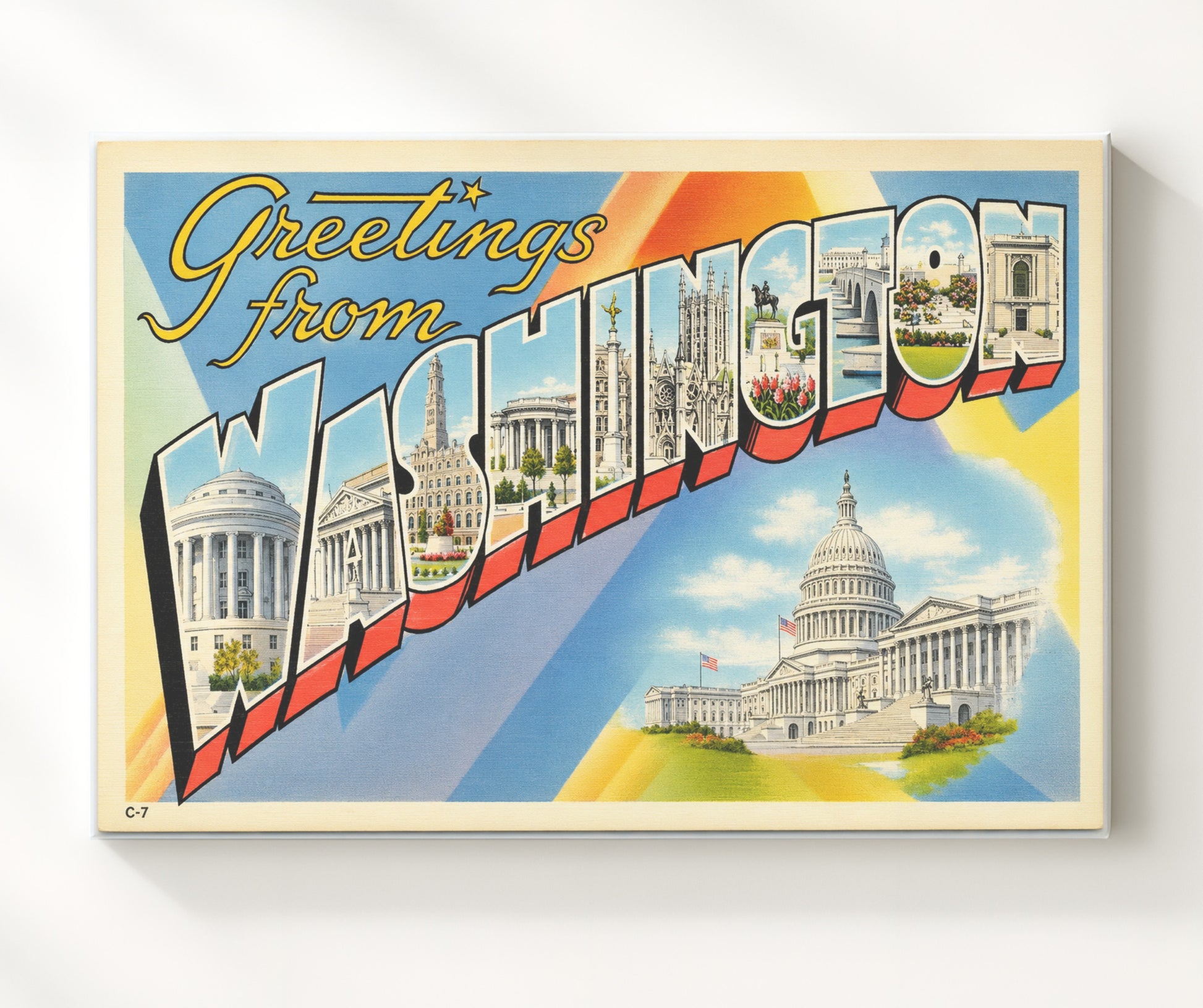 Washington DC Vintage Postcard - Vintage American Wall Art 16x20 Canvas Wall Art wall art print – canvas decor