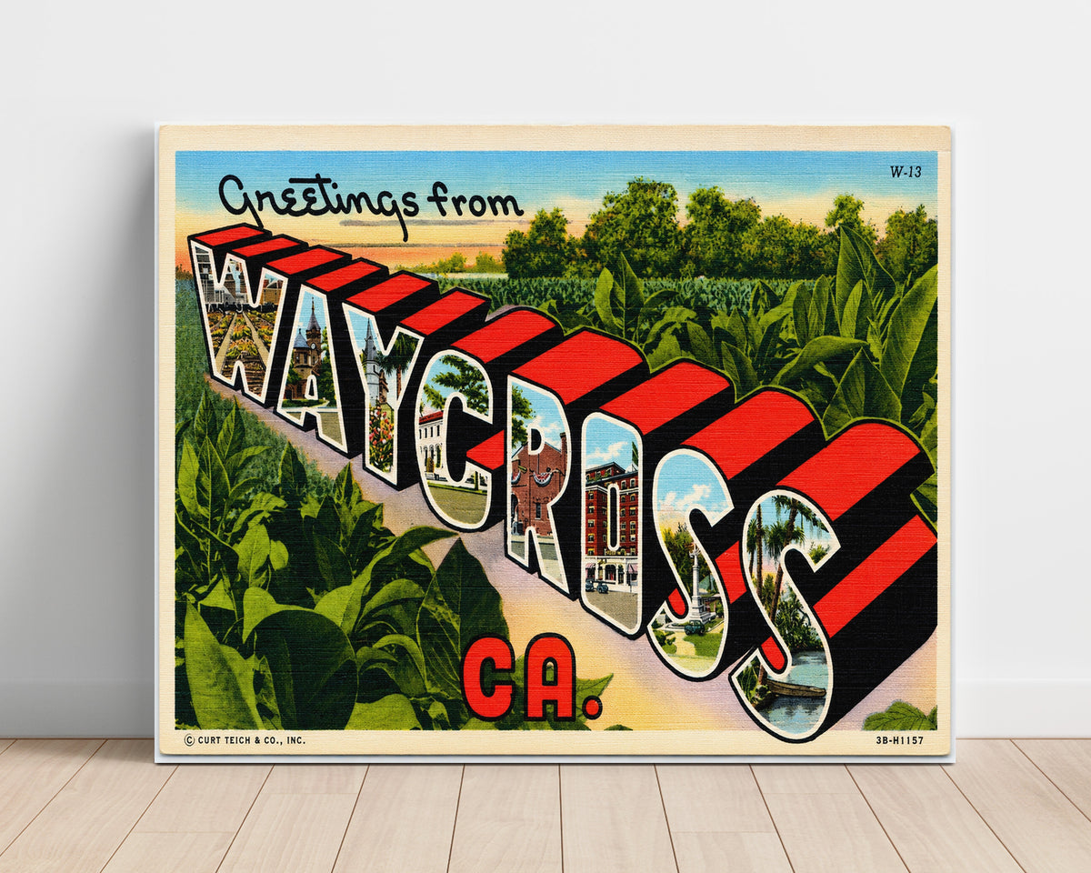 Greetings from Waycross, Georgia 8x10 Unframed Print vintage postcard wall art