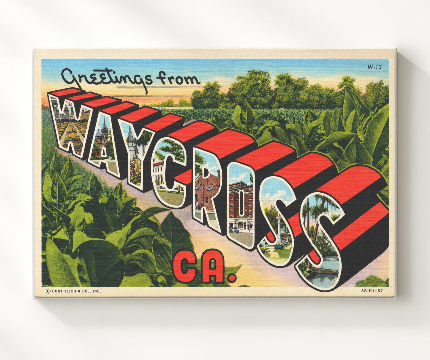 Waycross, Georgia Vintage Postcard - Vintage American Wall Art 16x20 Canvas Wall Art wall art print – canvas decor